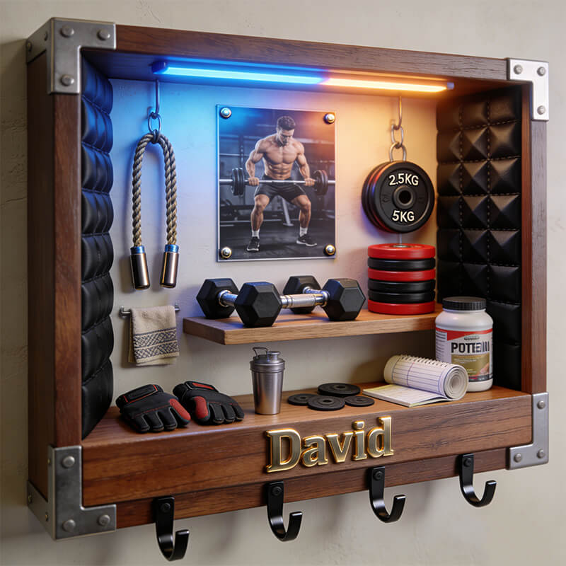 Personalized Fitness Corner Themed Hooks-10 inches-$47.00-Photo to 3d art