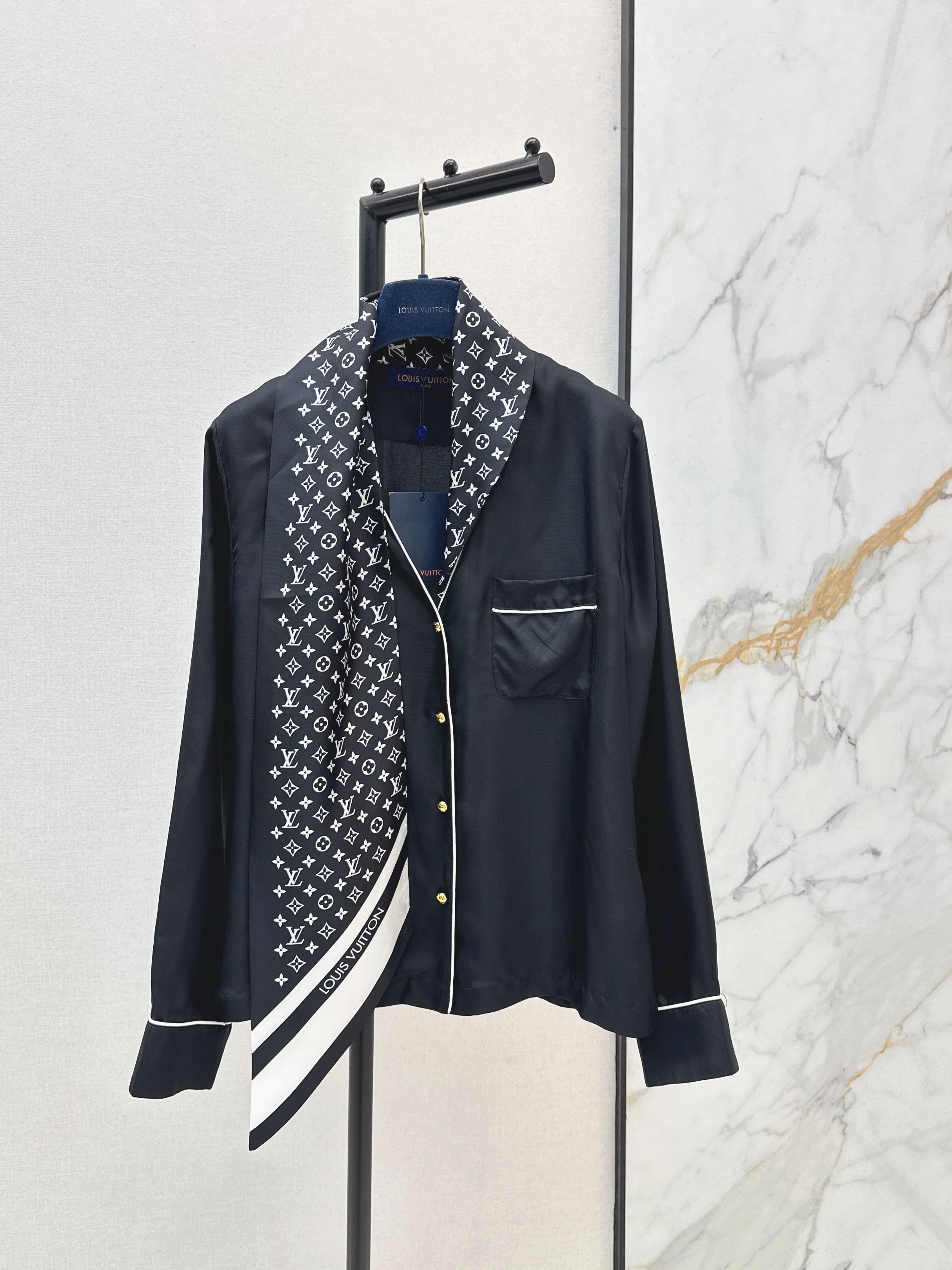 Printed Silk Ribbon Shirt