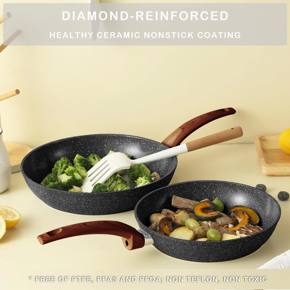 Pots and Pans Set Non stick, Ceramic Cookware Set Nonstick Kitchen Cooking Set w/Frying Pan Saucepan Saute Pan Casserole - Amazon