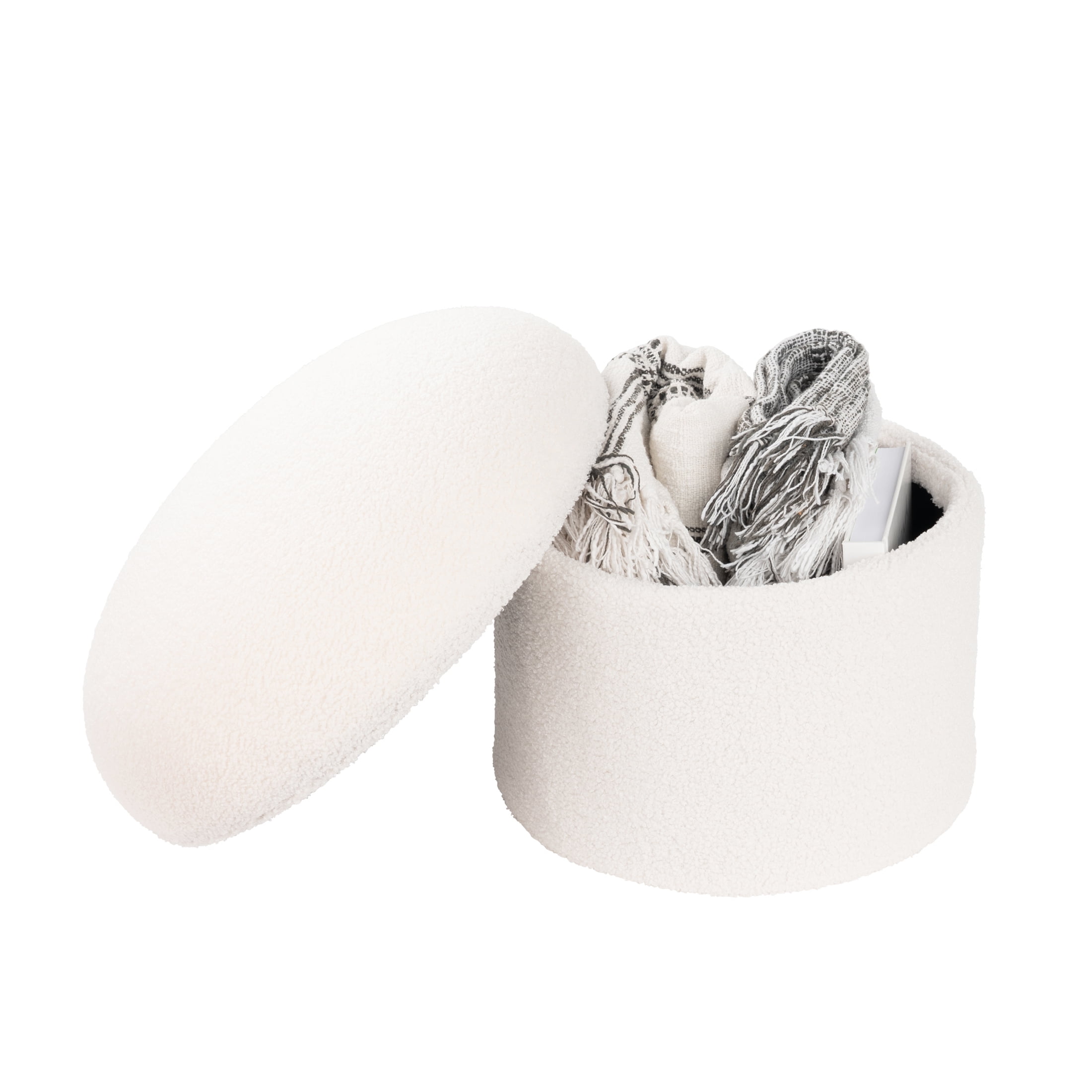 Mainstays Boucle Mushroom Upholstered Storage Ottoman - Amazon