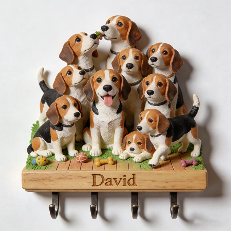 Personalized Beagle Dog Themed Wall Hooks-$47.00-Photo to 3d art