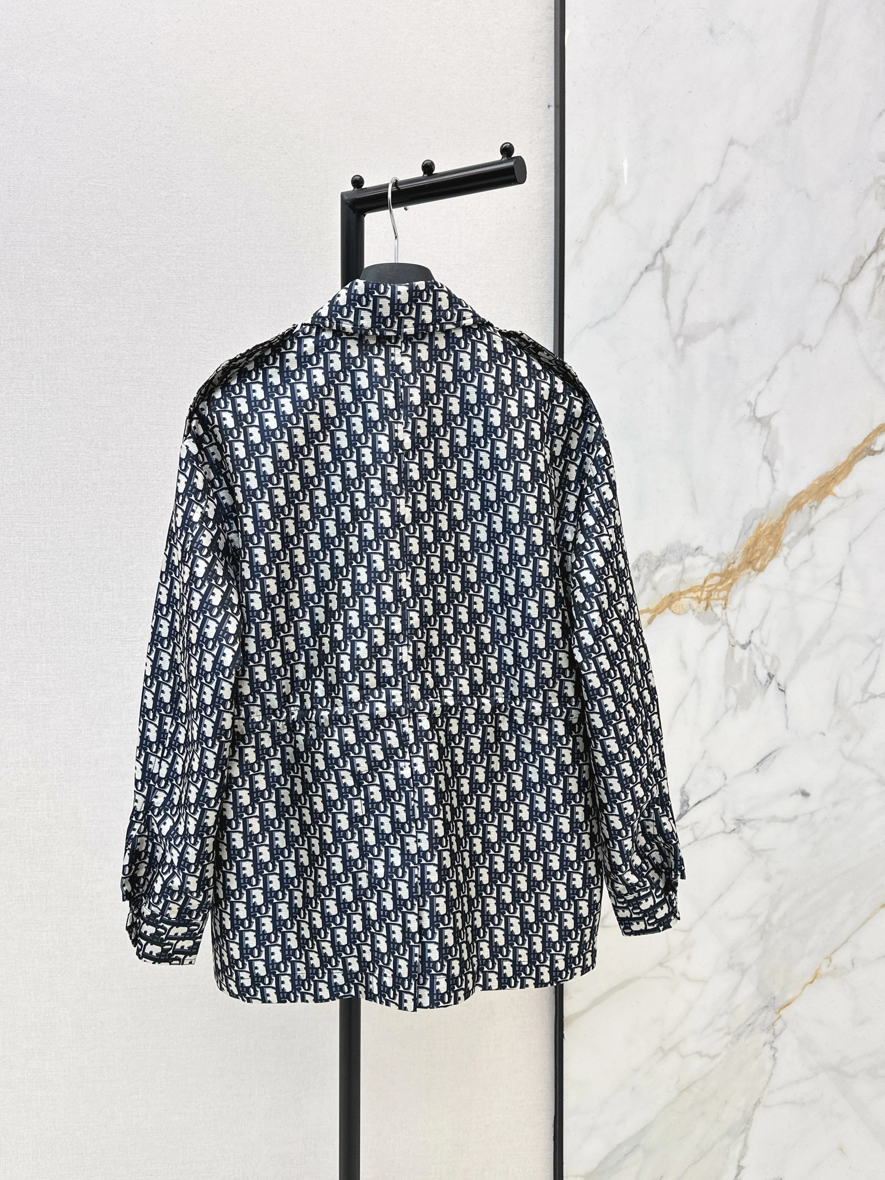 Jacquard drawstring cardigan