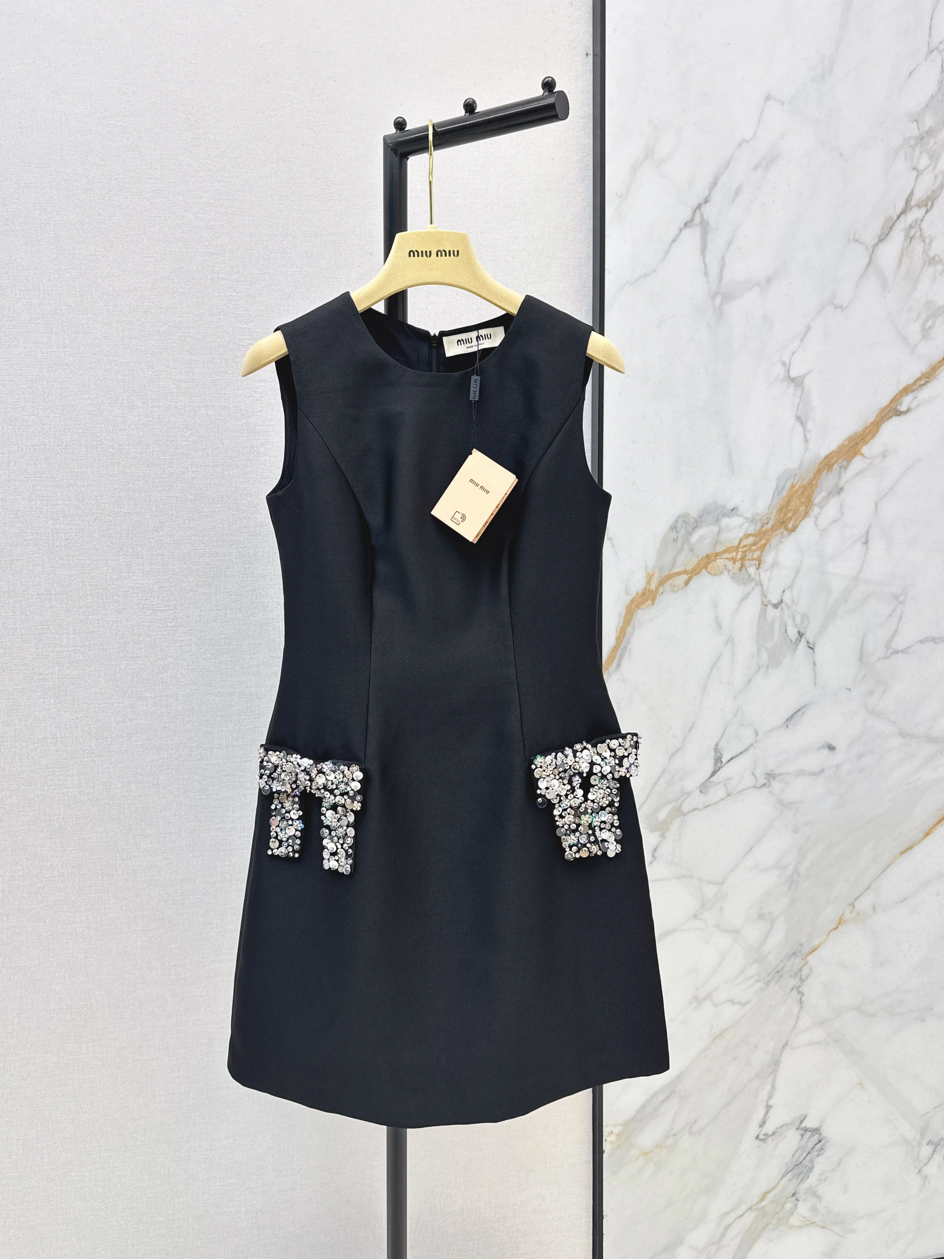 Rhinestone Bow Sleeveless Dress