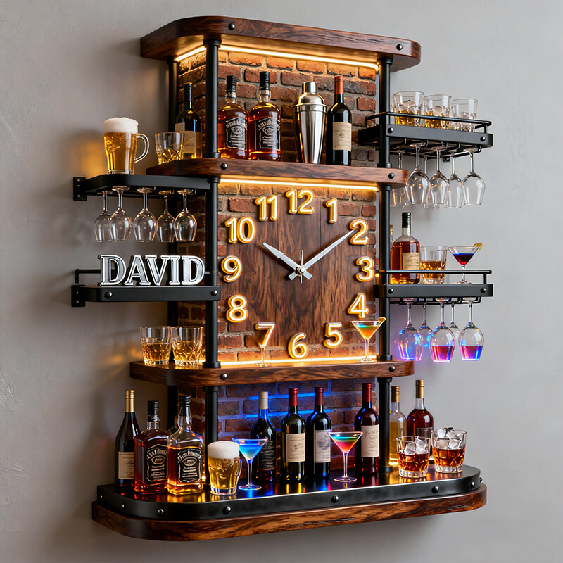 Personalized Bar Display Stand Themed Clock-$47.00-Photo to 3d art
