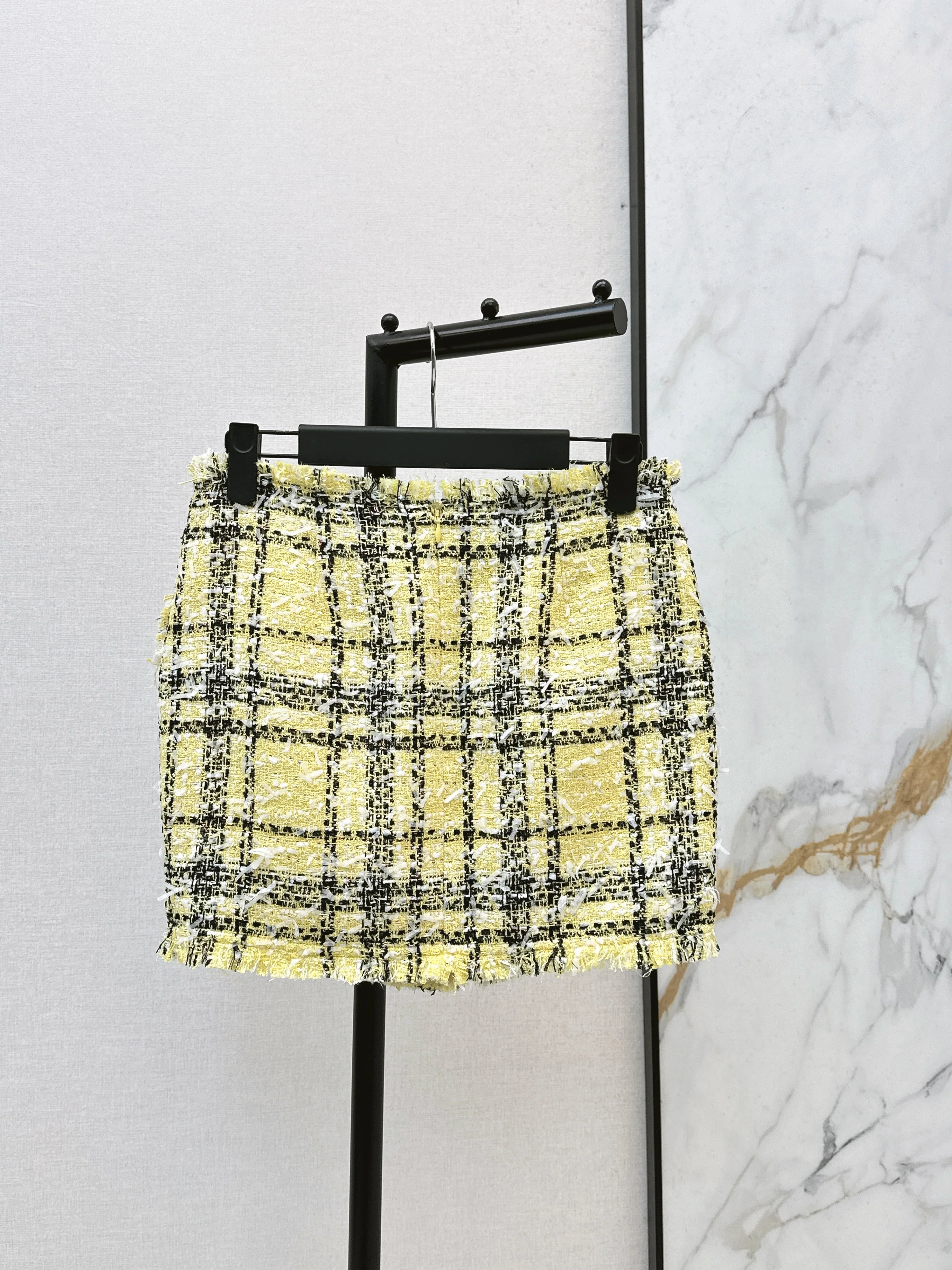 26ss Tweed Plaid Pencil Skirt