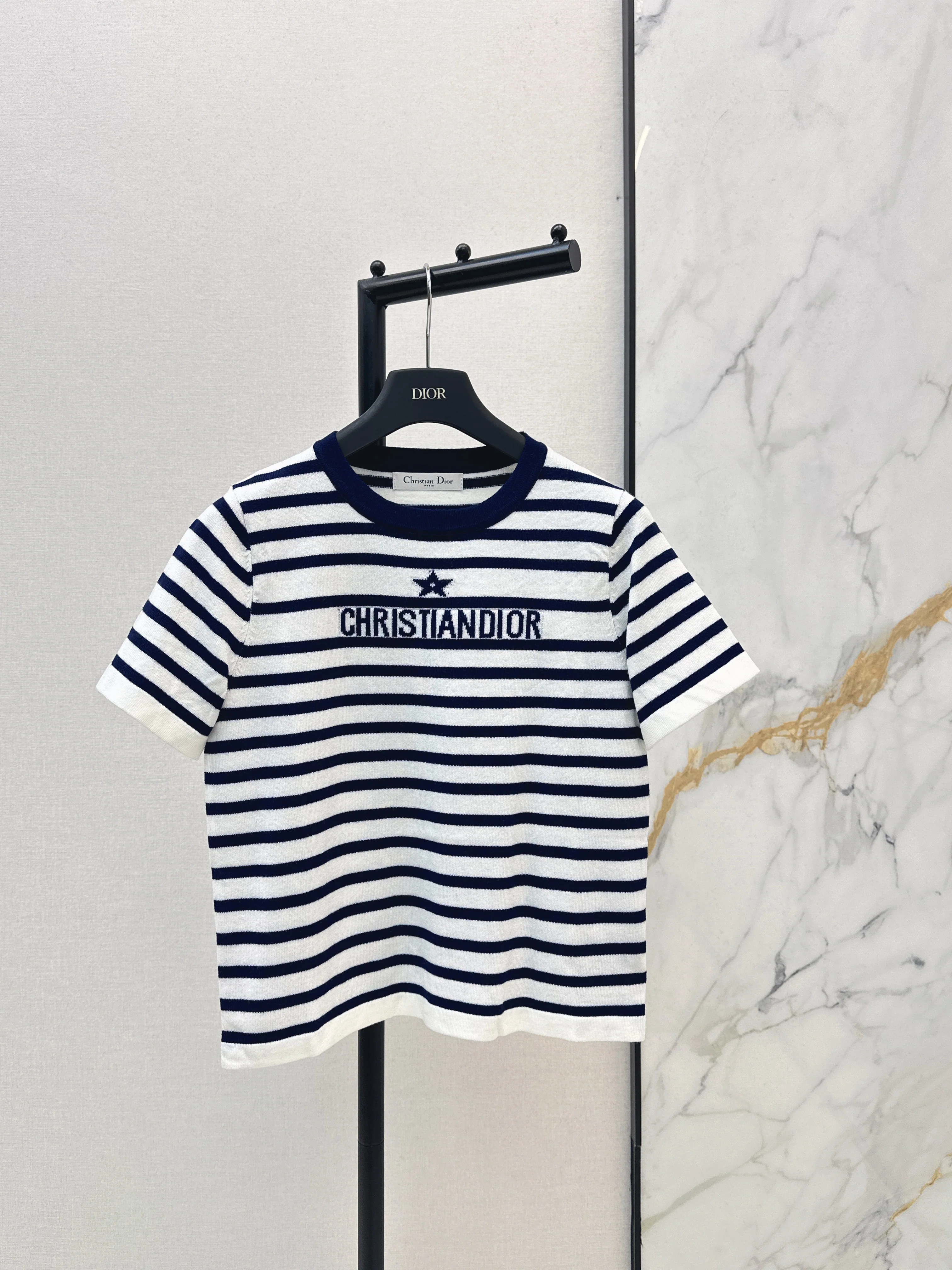 Striped Short-Sleeve Knit Top