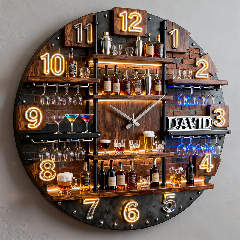 Personalized Bar Display Stand Themed Clock-$47.00-Photo to 3d art