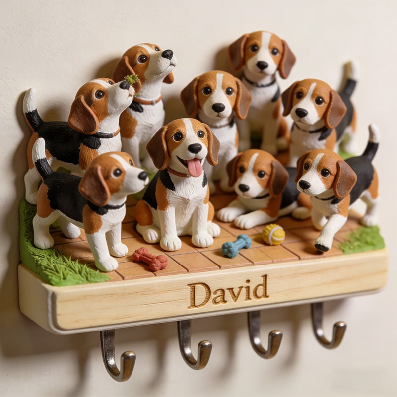 Personalized Beagle Dog Themed Wall Hooks-$47.00-Photo to 3d art