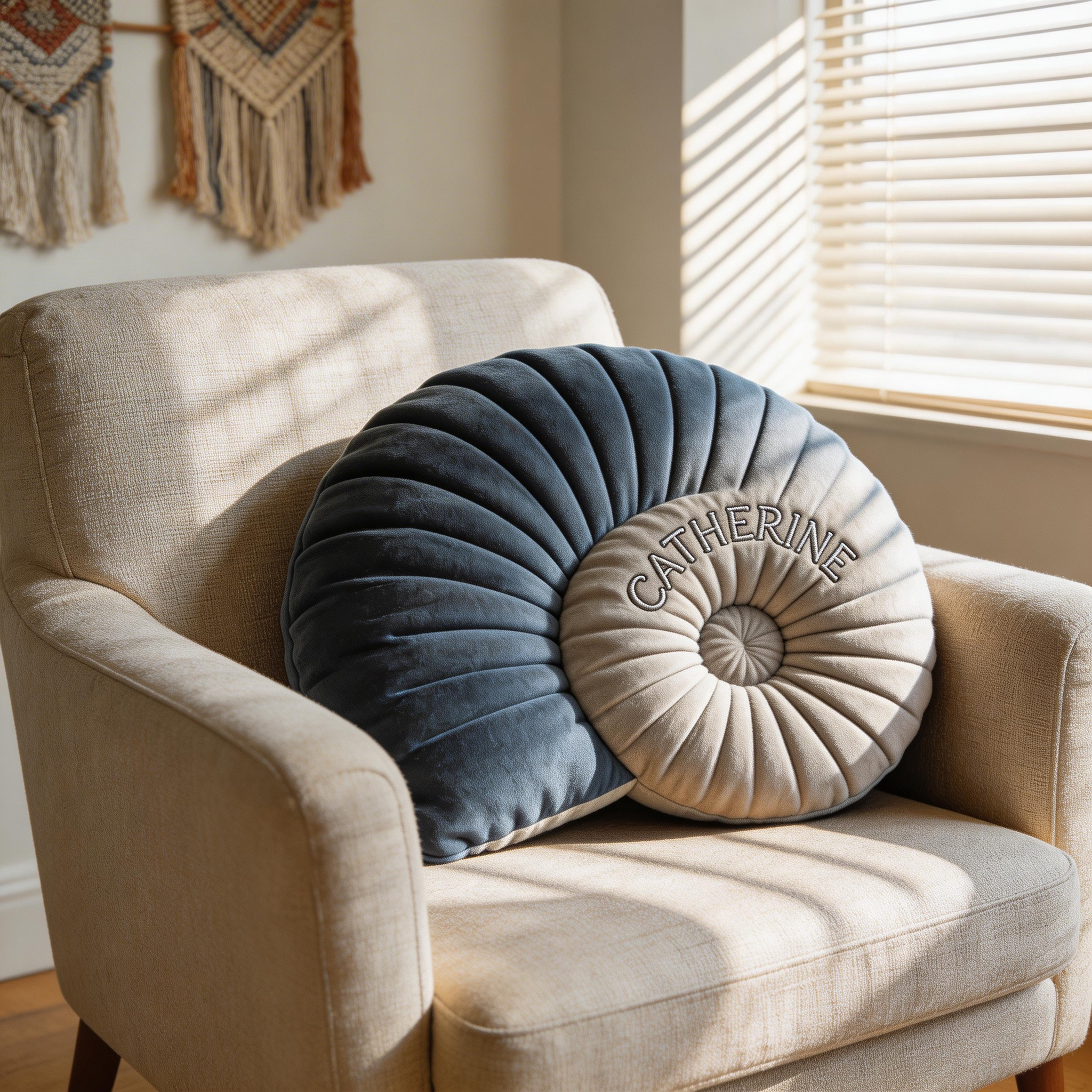 Personalized Fibonacci Nautilus Spiral Pillow with Custom Name (3D Golden Ratio Cushion)-$33.00-Photo to 3d art
