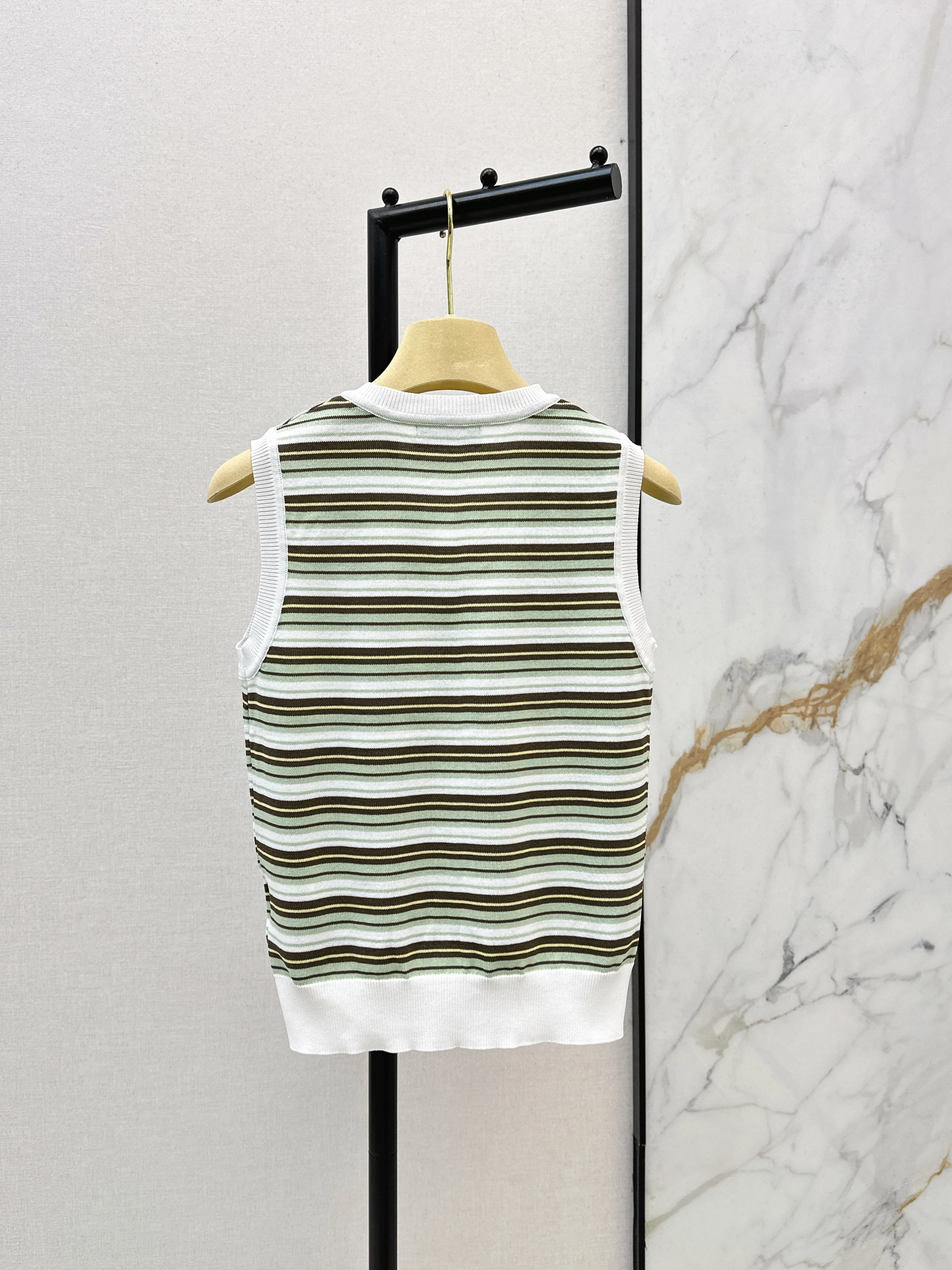 Striped Knit Sleeveless Vest