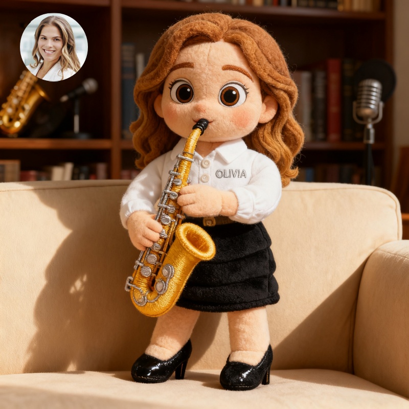 Custom Pixar style saxophone player themed creative pillow-$33.00-Photo to 3d art