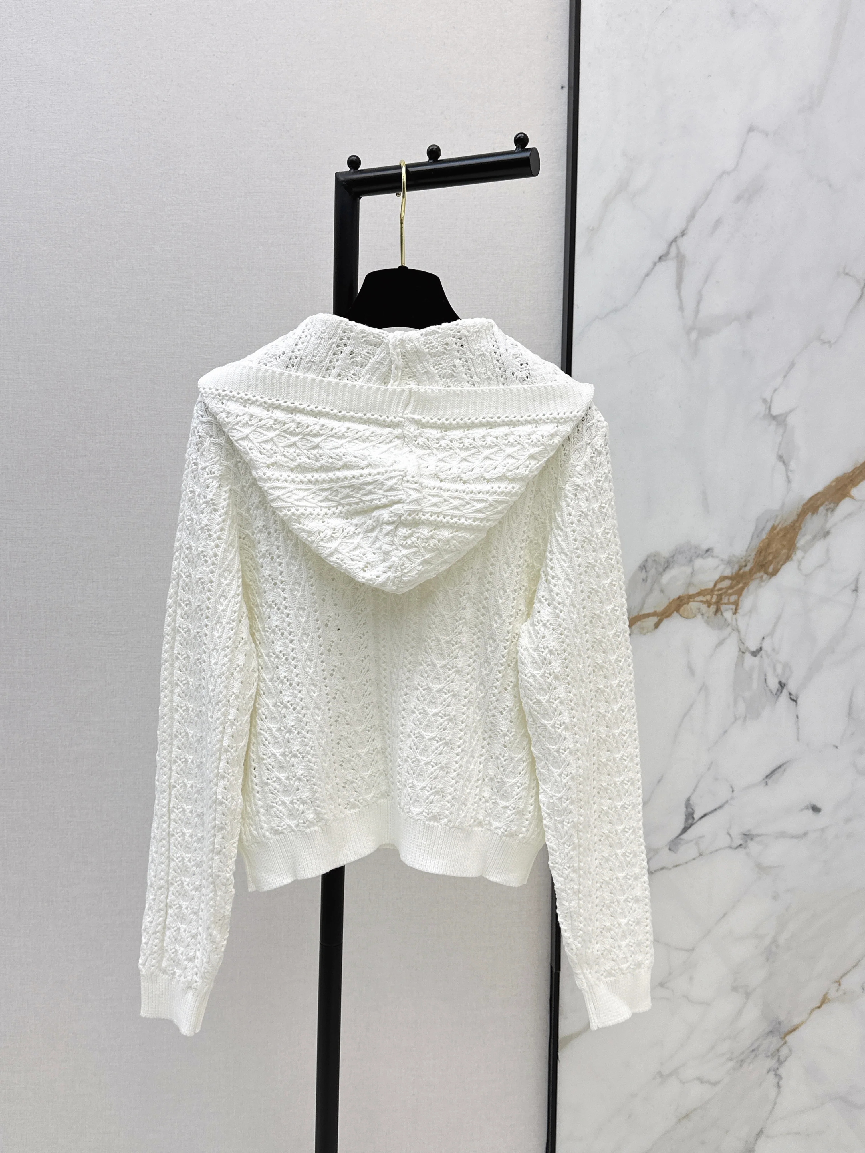 Openwork Hooded Knit Sweater