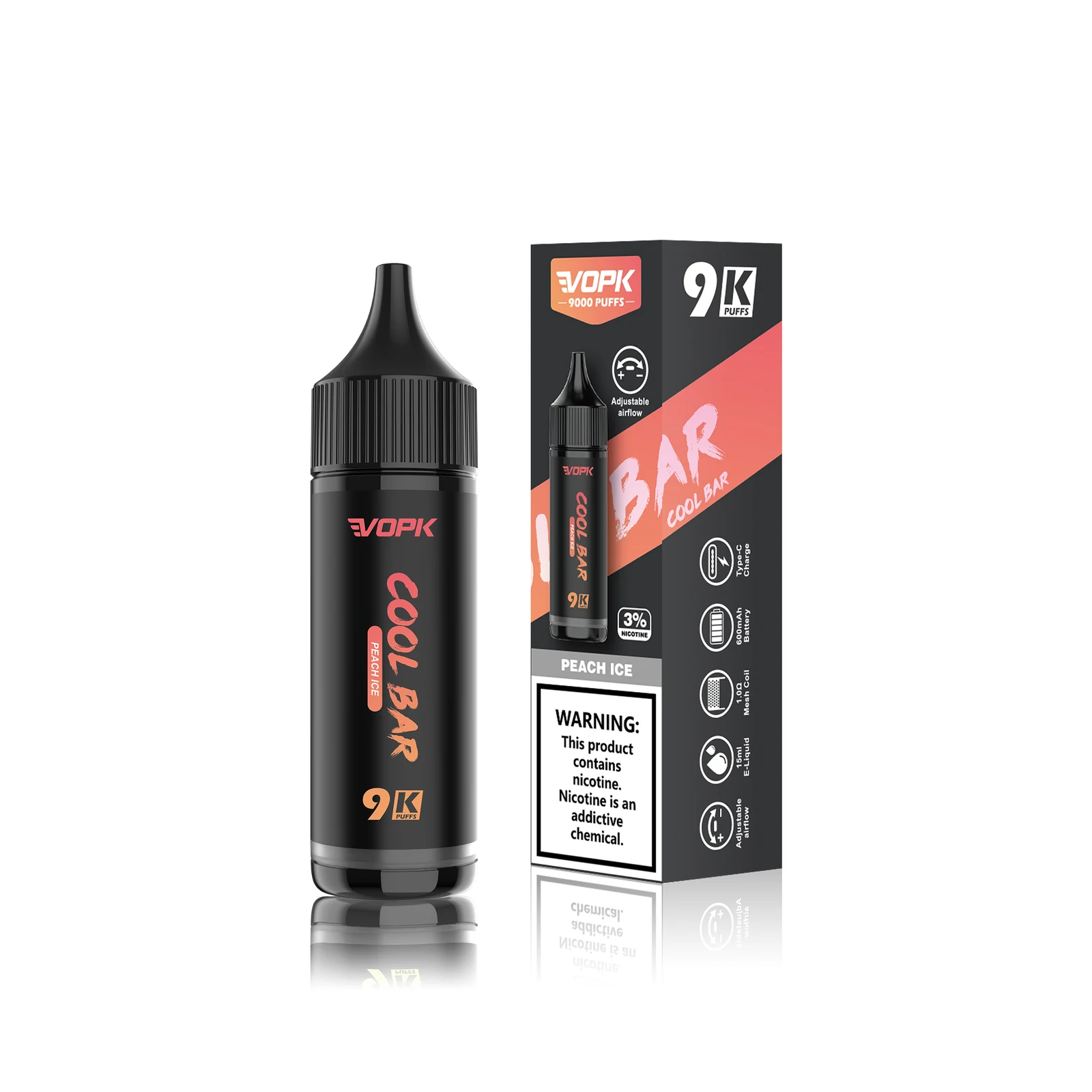 VOPK Cool Bar 9000 Disposable Vape Peach Ice