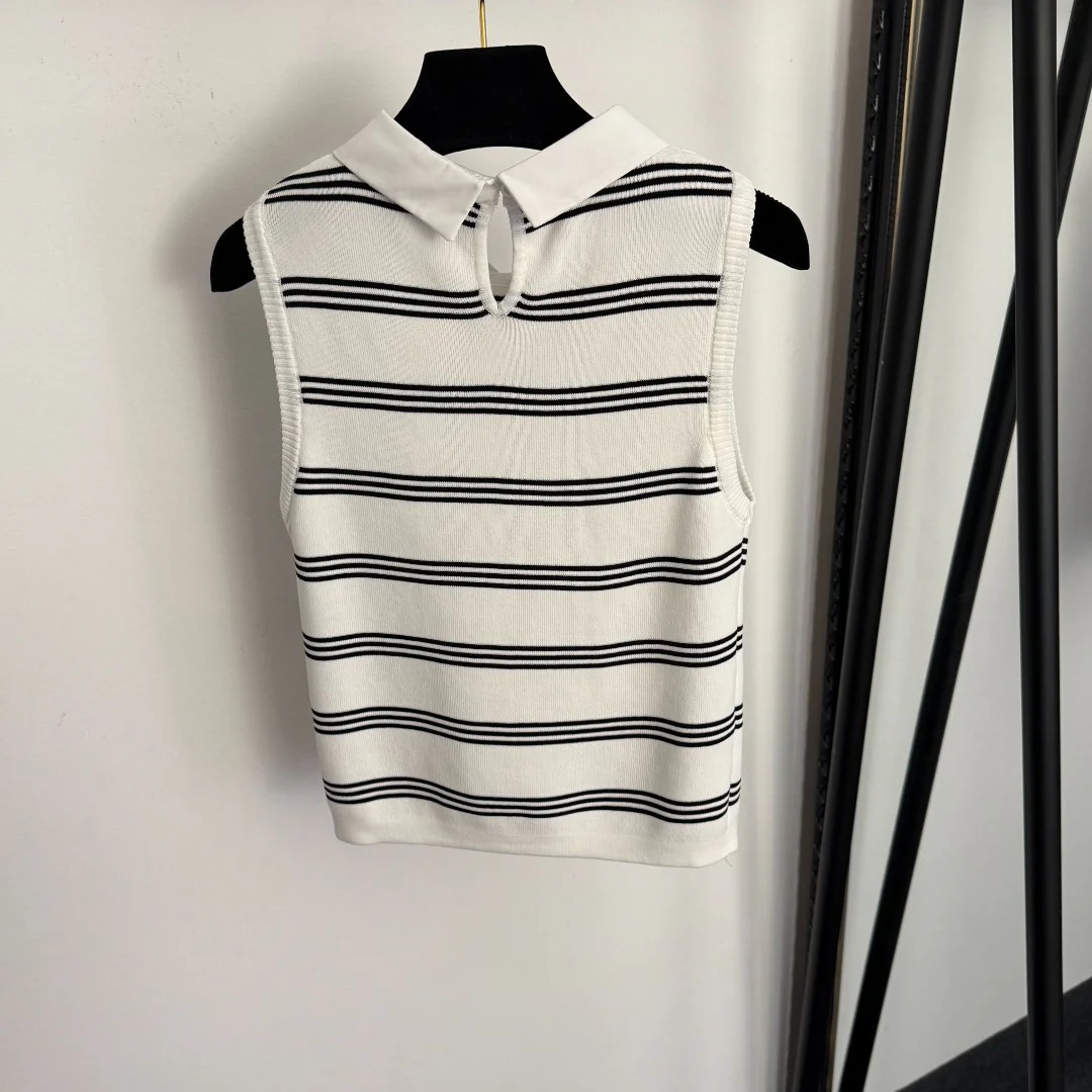 Striped collared vest
