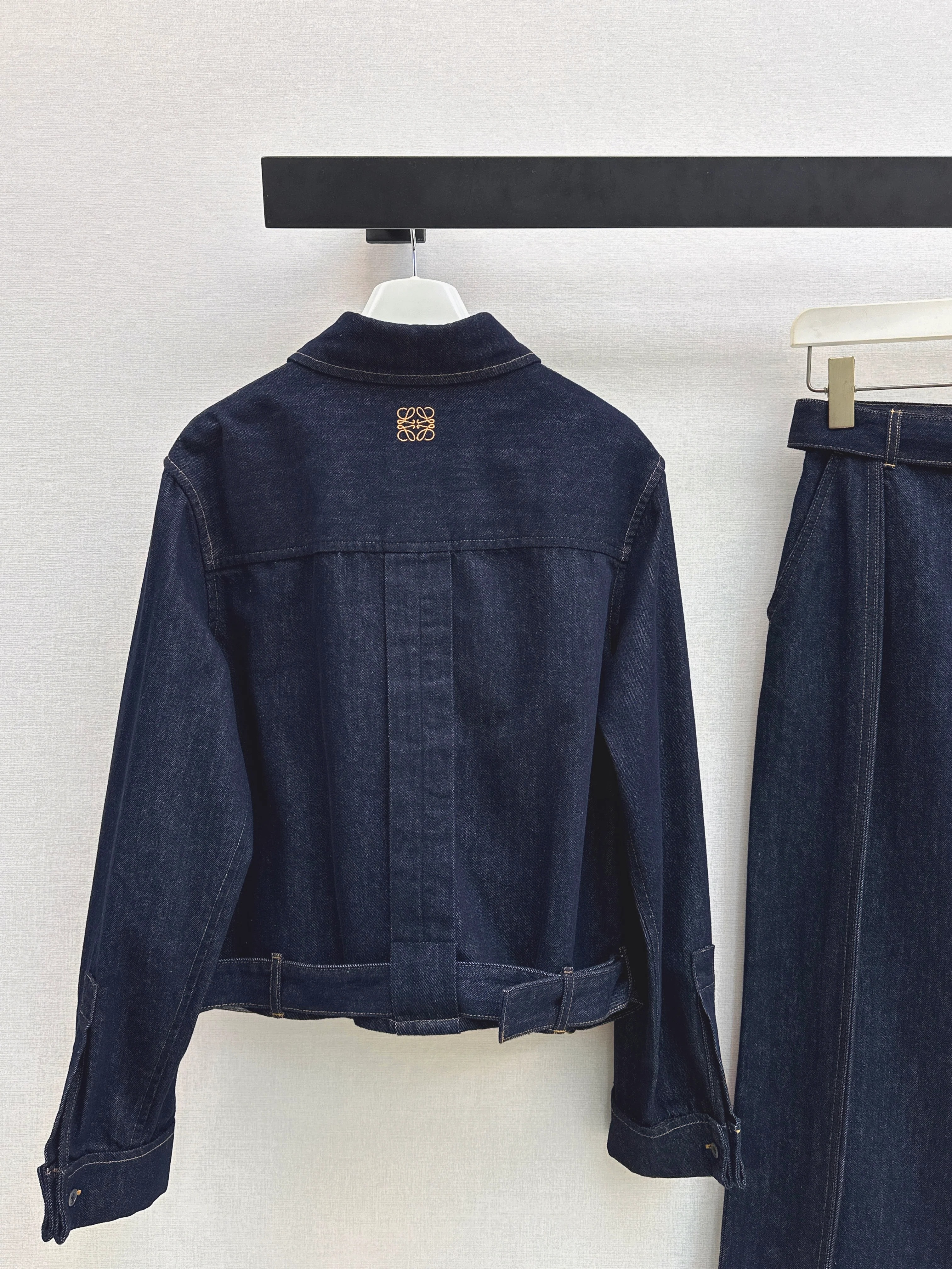 Asymmetrical button-down denim shirt