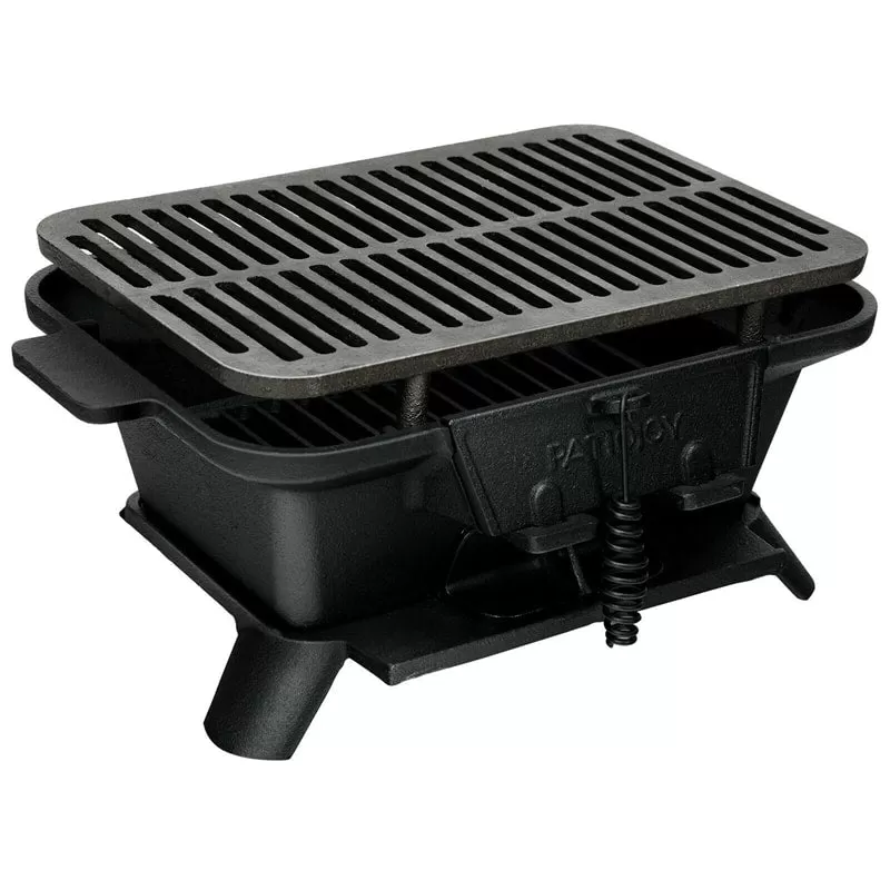 Portable Cast Iron Charcoal Grill with Double-sided Grilling Net for Camping Picnic - Amazon