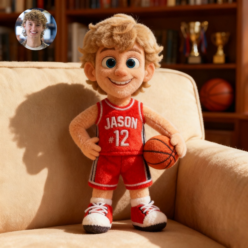 Custom Pixar style basketball player themed pillow-$40.00-Photo to 3d art