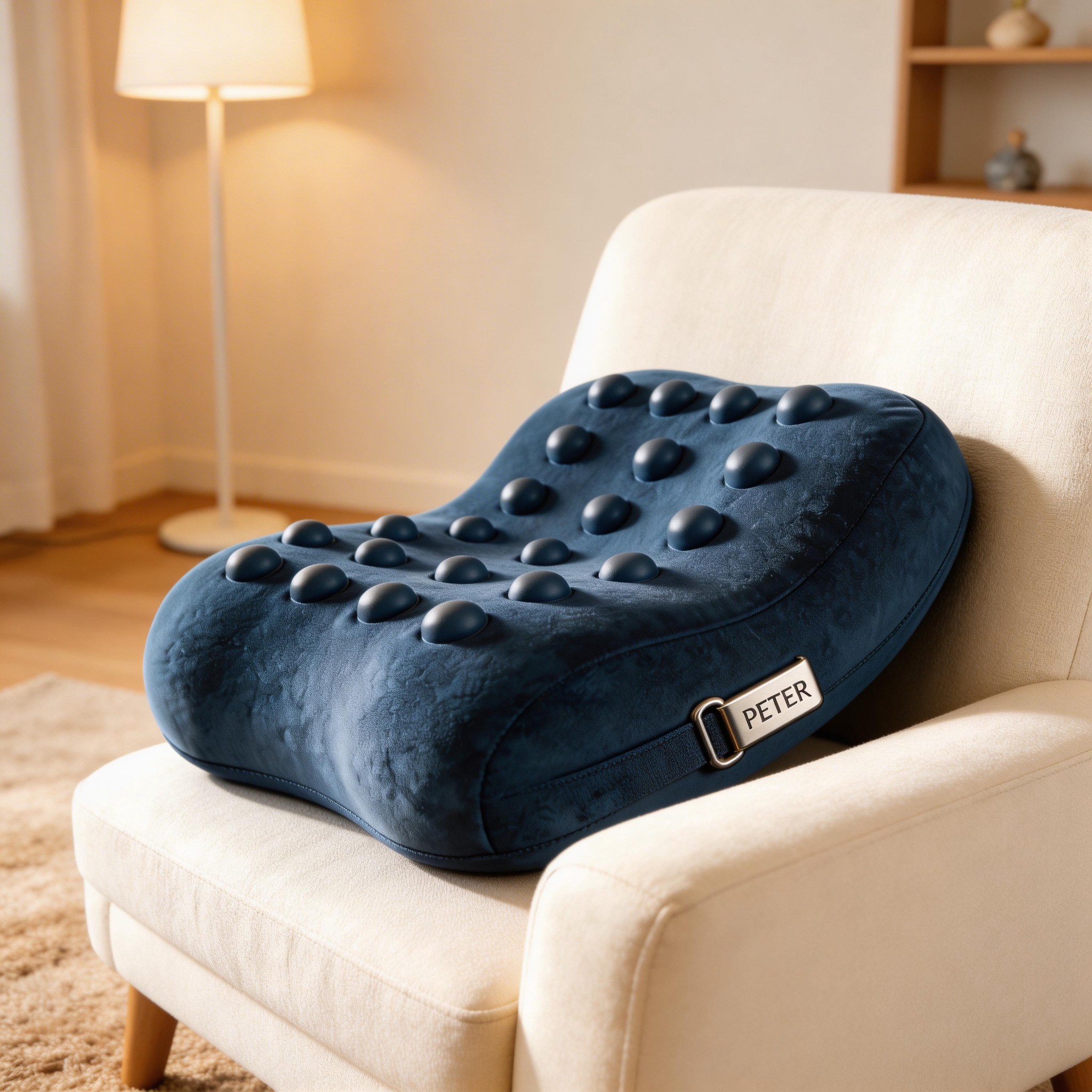 Personalized Lumbar Massage Pillow with Custom Name Tag (Back Support Sofa Cushion)-$33.00-Photo to 3d art