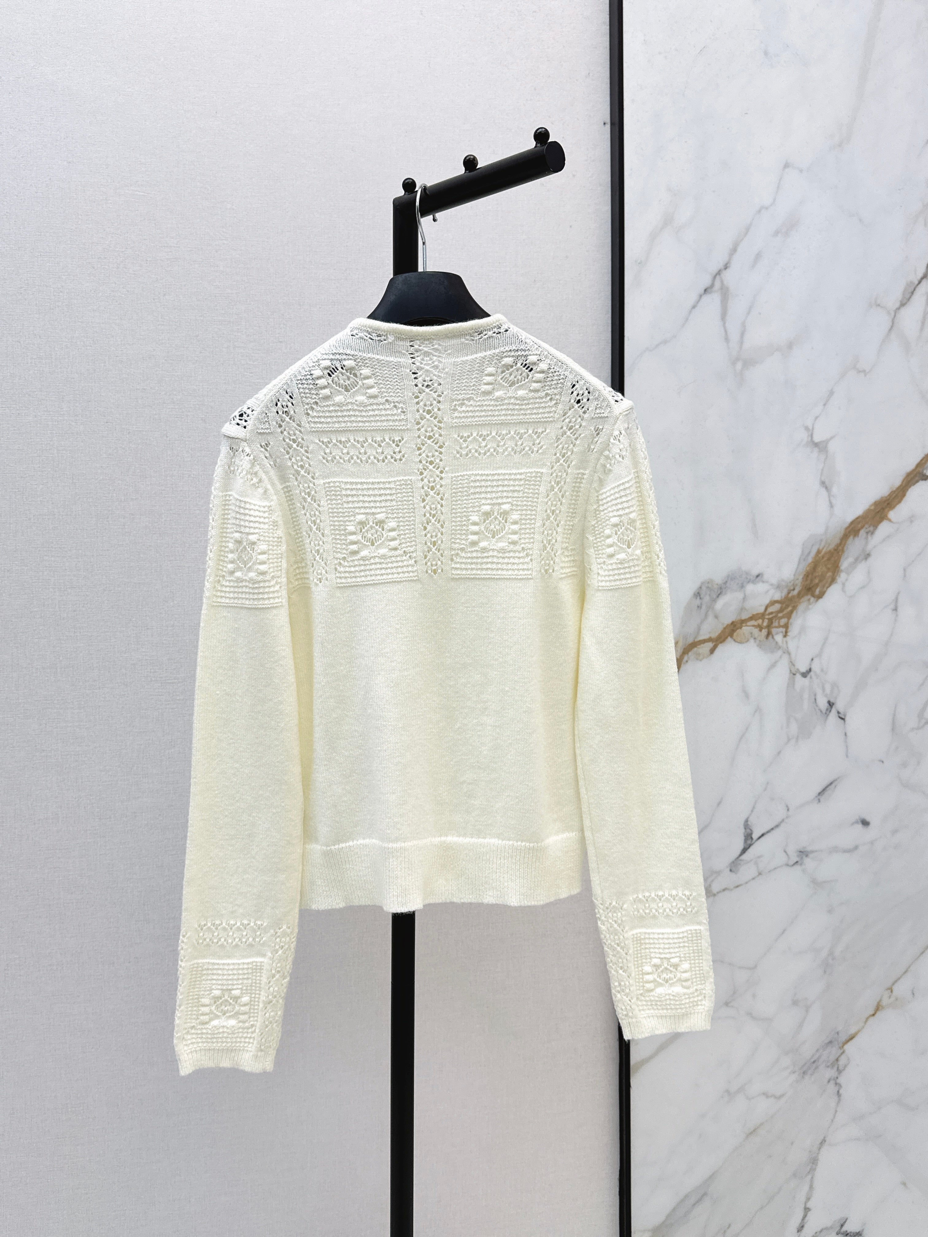 26ss Hollow-out Round Neck Knit Cardigan