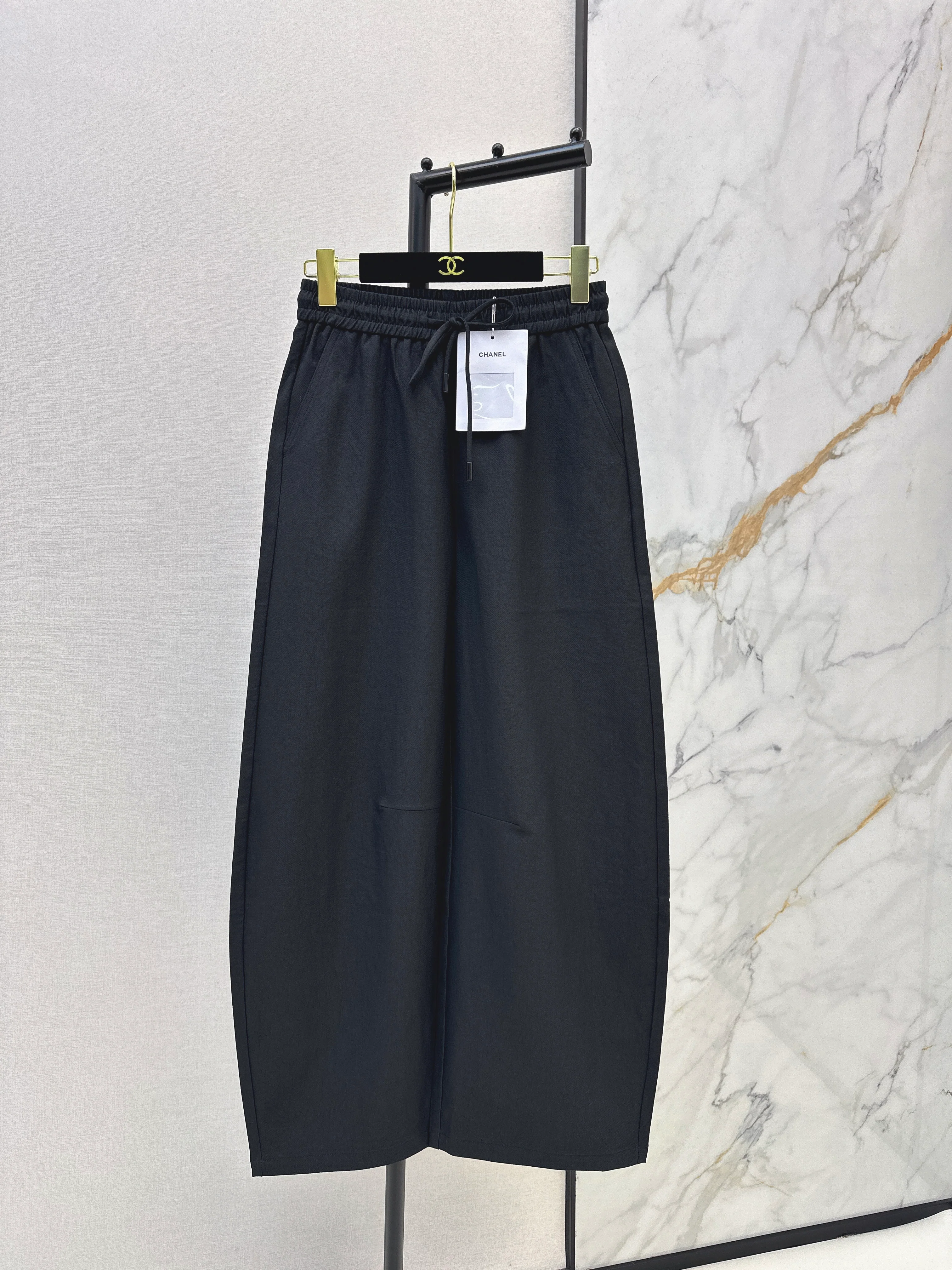 Pure Cotton Curved Wide-Leg Pants