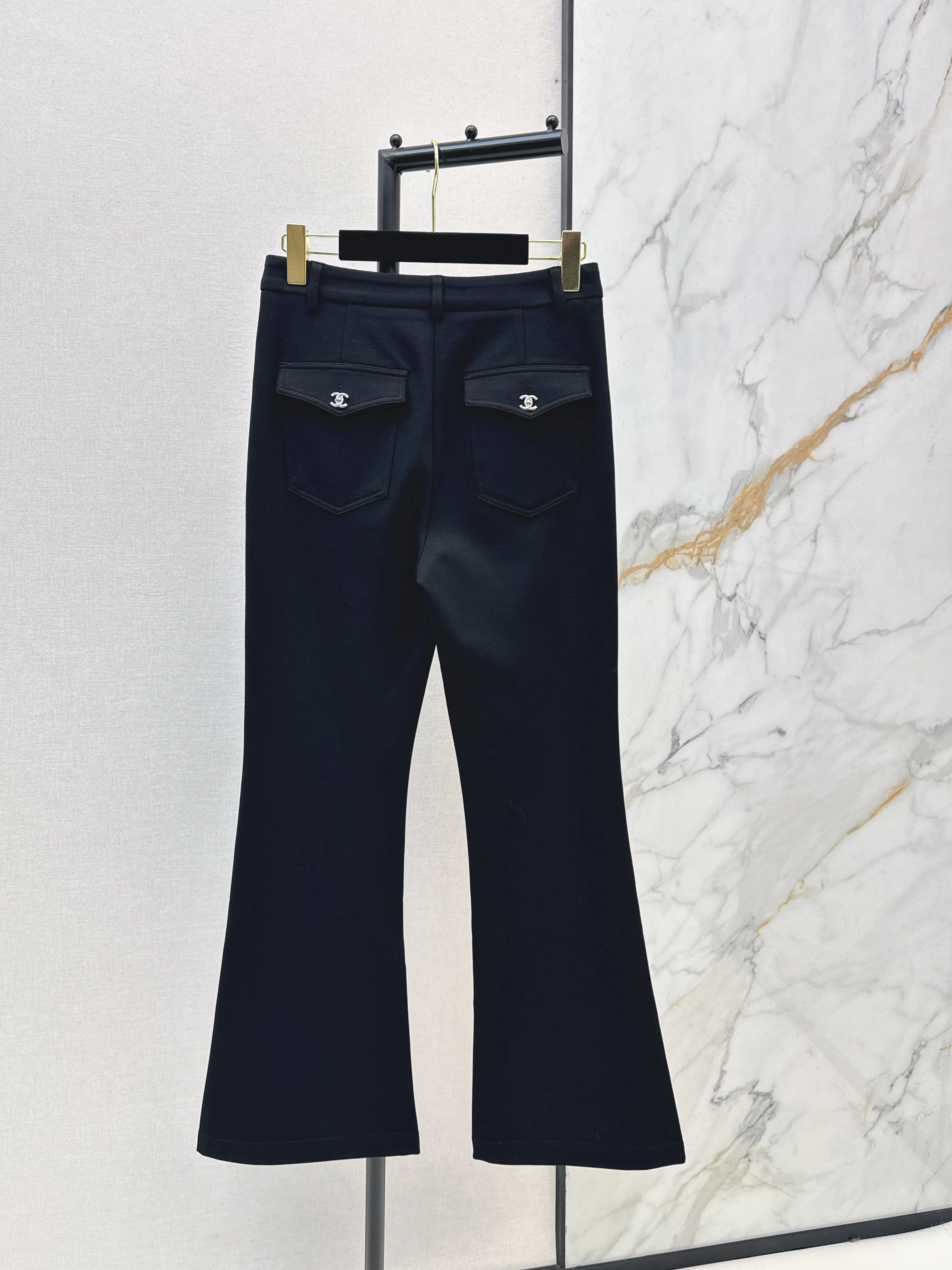 High-waisted flared trousers
