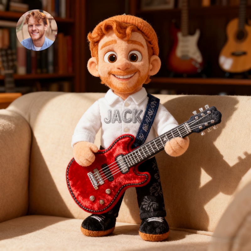 Custom Pixar style guitarist themed creative pillow-$33.00-Photo to 3d art
