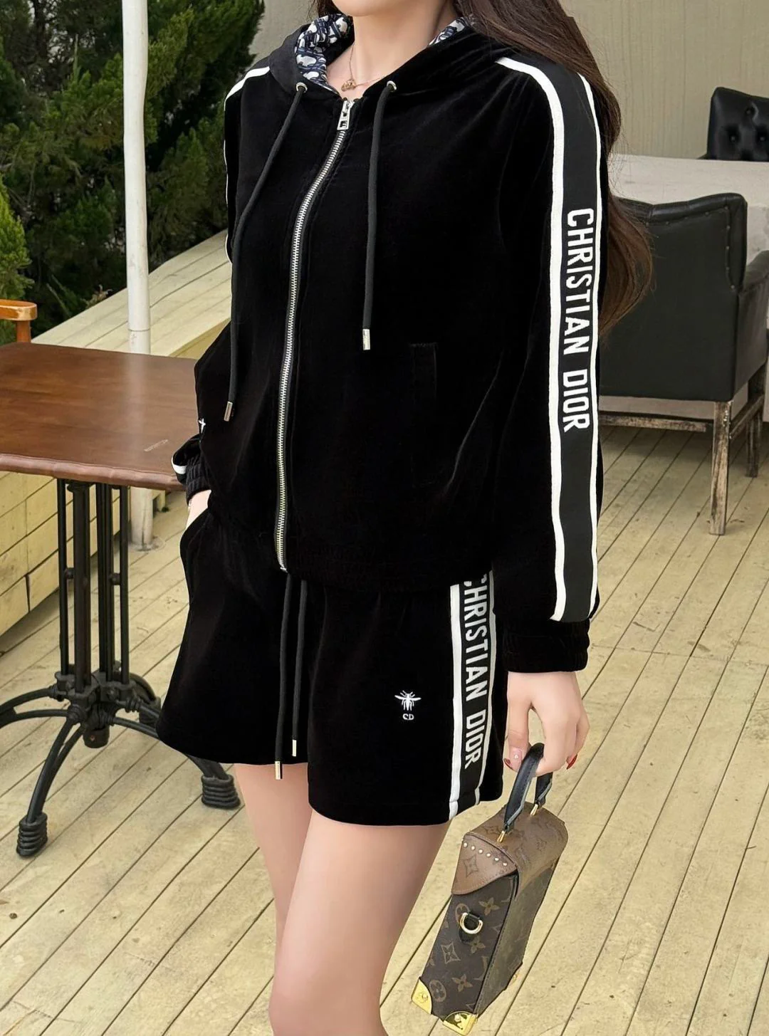 Velvet Suit with Webbing Trim