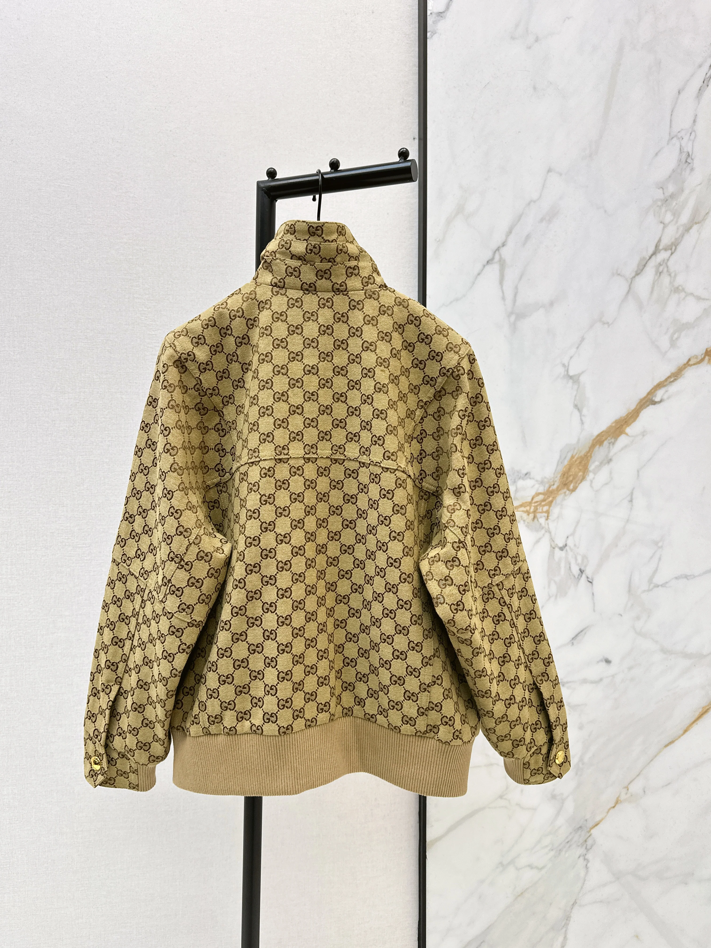 Jacquard Stand Collar Trench Coat