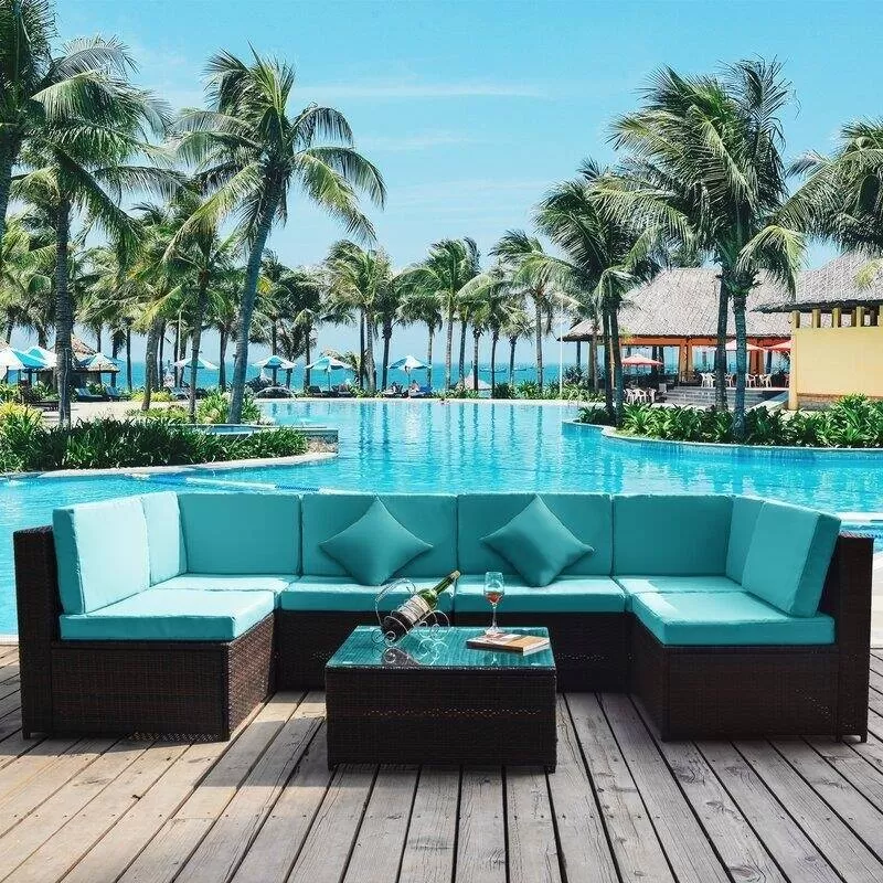 Sondra Wicker/Rattan 6 - Person Seating Group with Cushions - Amazon