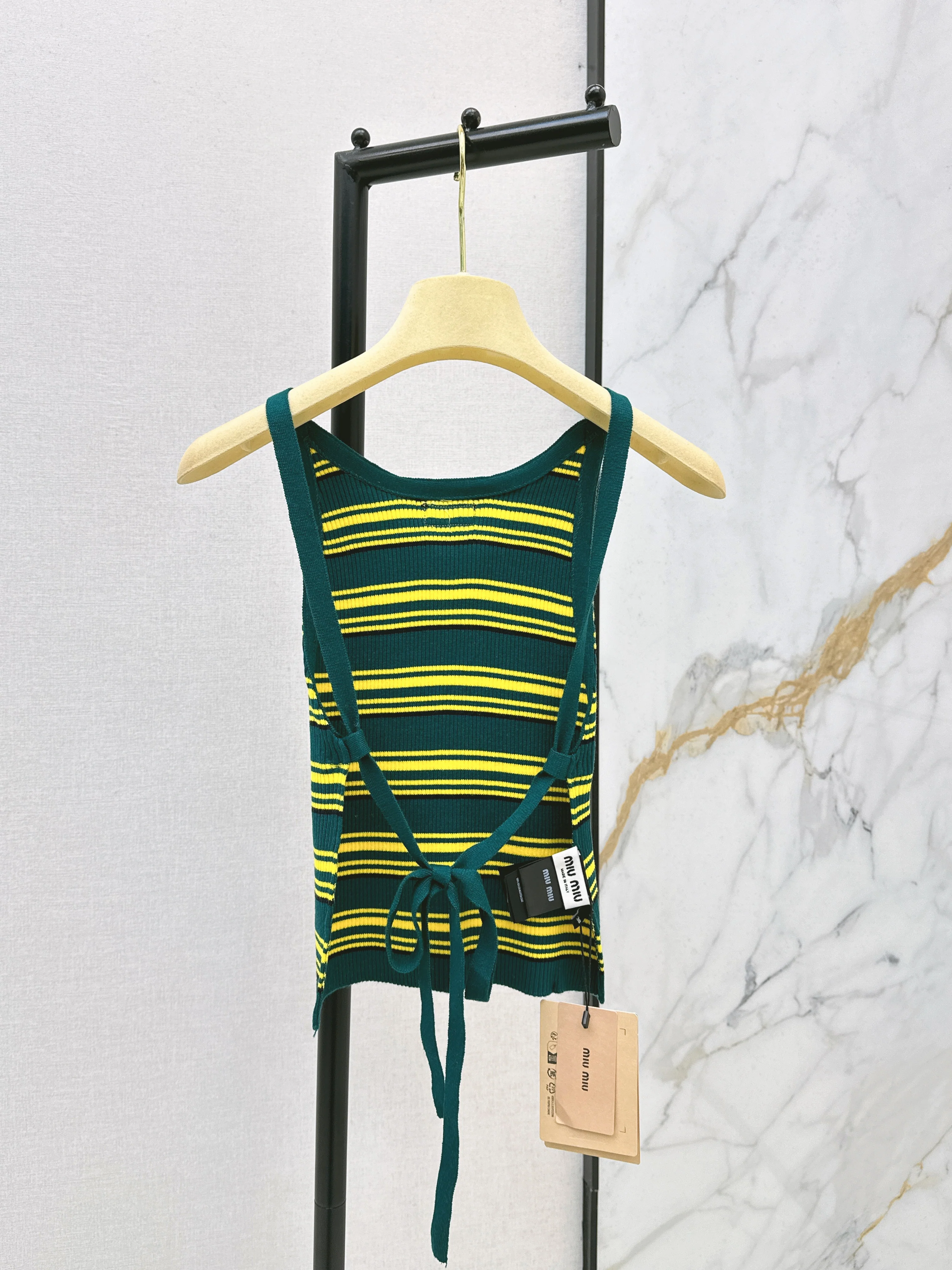 Striped Knit Backless Tank Top