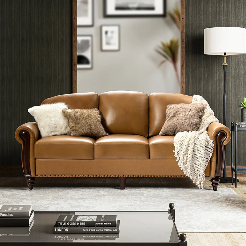 Christoph 84" Genuine Leather Sofa - Amazon