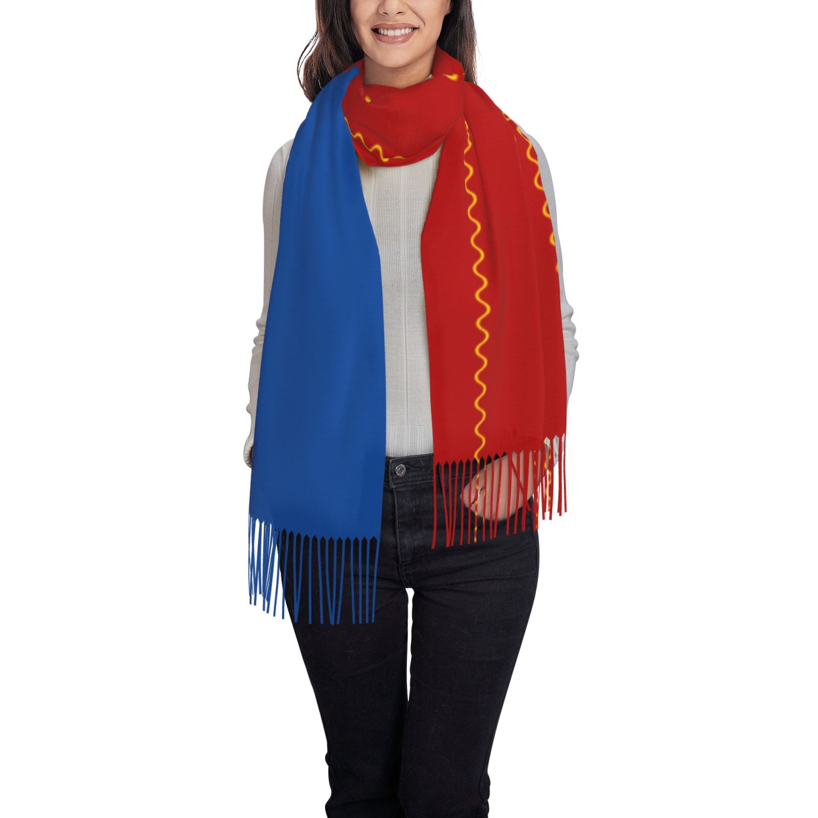 Barcelona Rot-Blaue Quasten Schal WTS3750