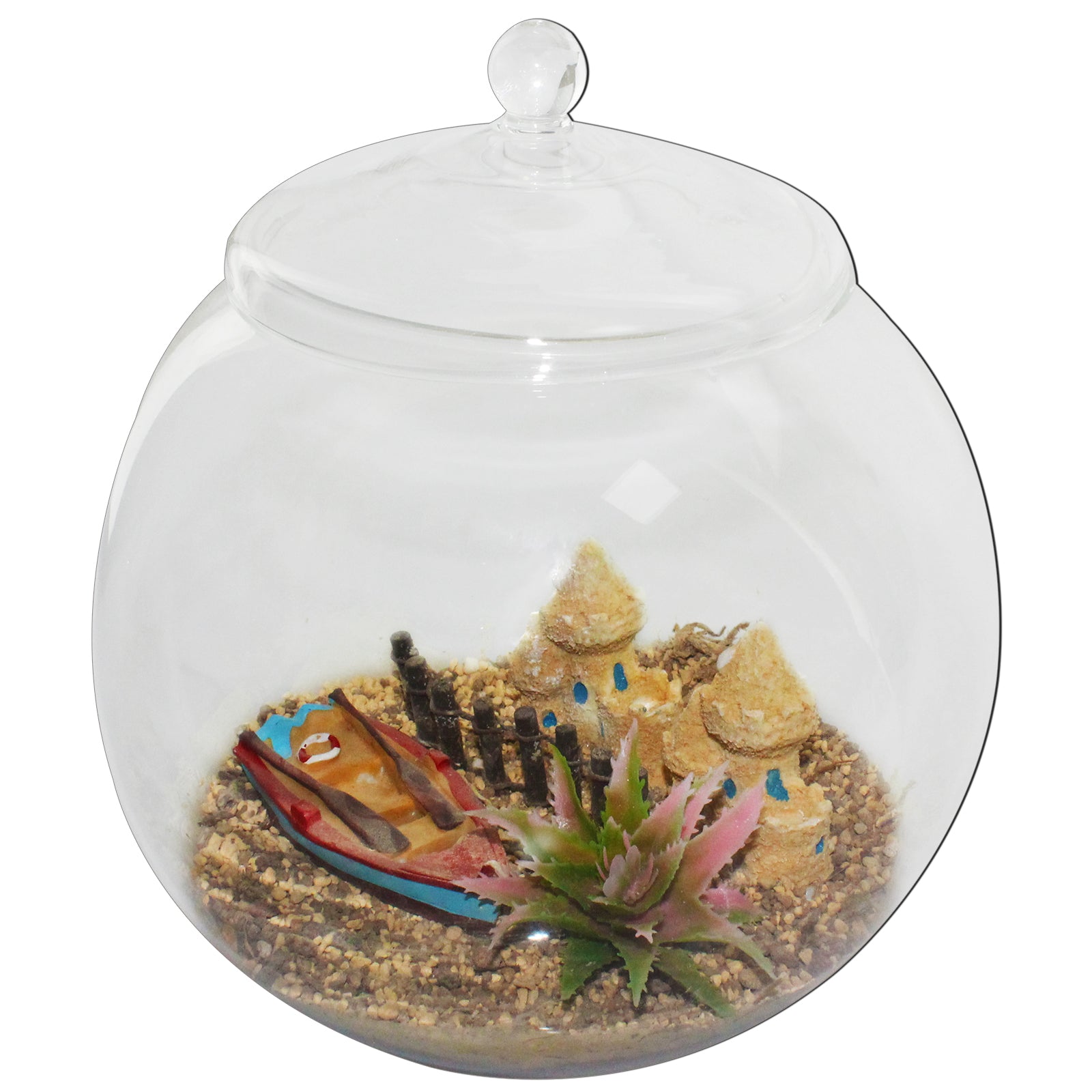 Glass Terrarium with Lid, Round