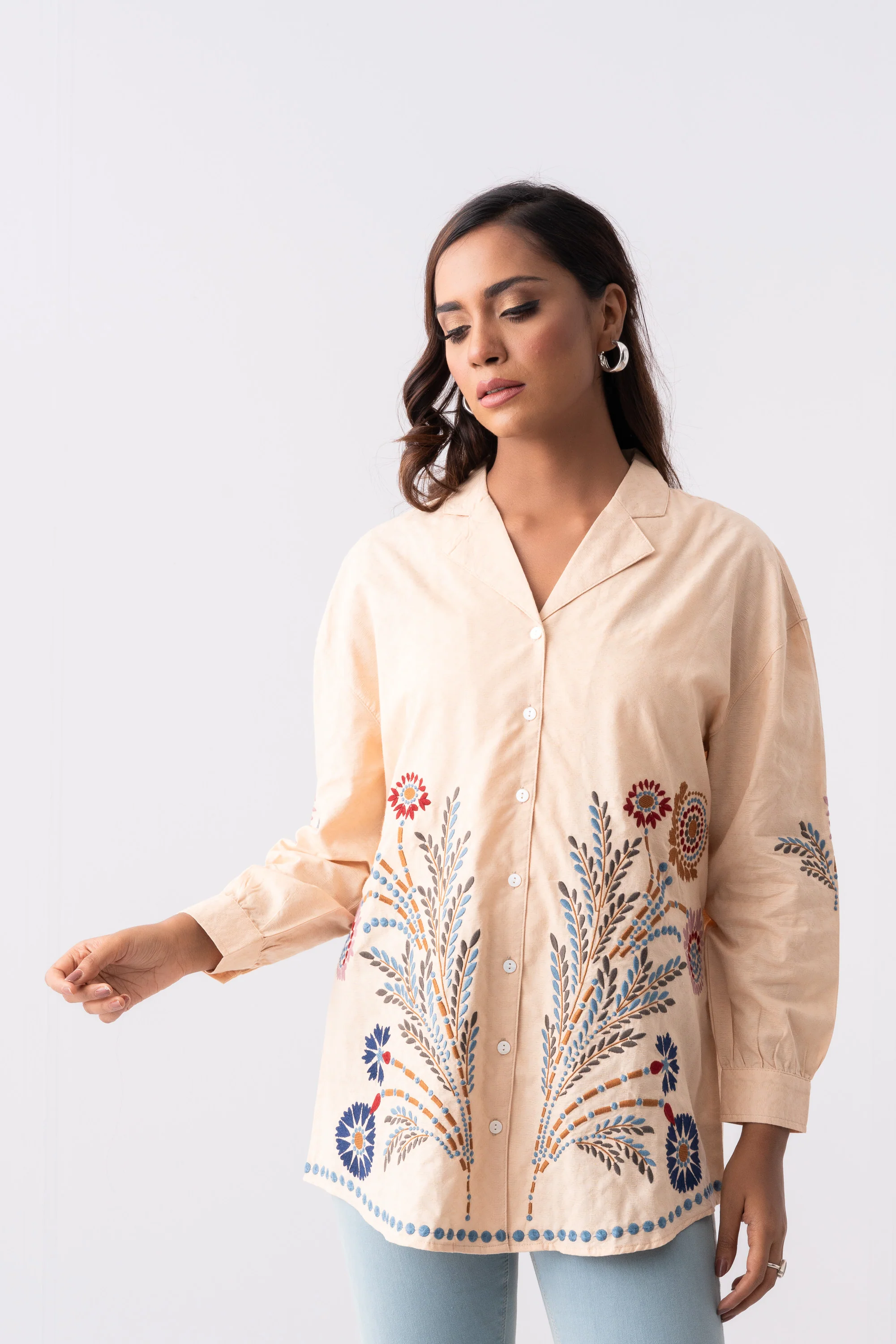 Oversized Jacquard Cotton Casual Shirt - XTXFMF