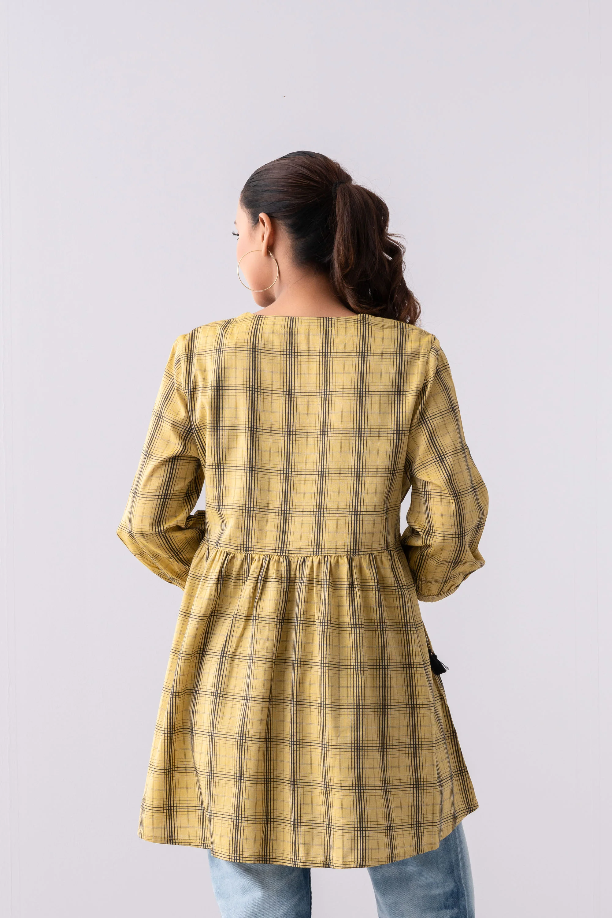 Oversized Fit Checkered Fashion Top - XTXFMF