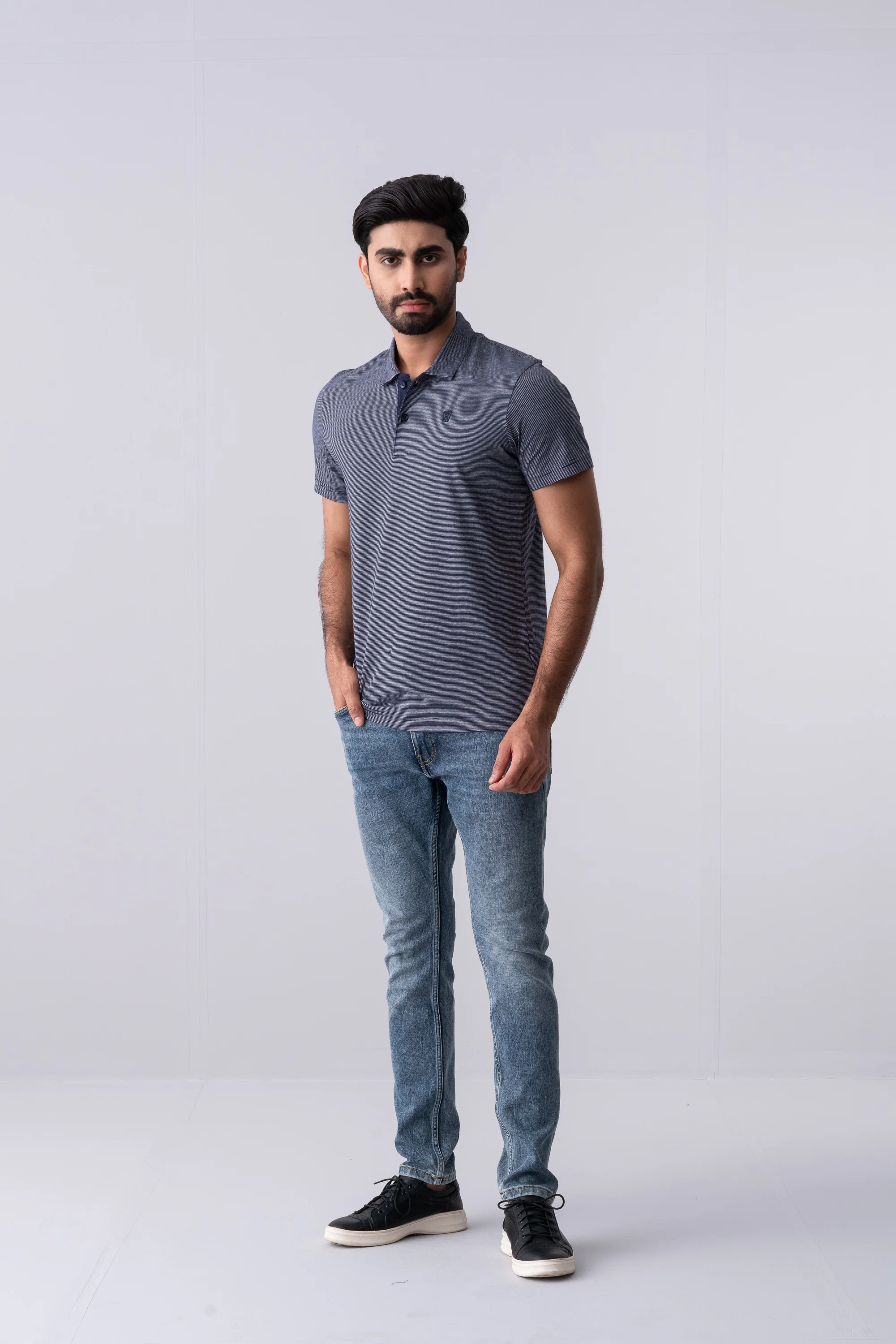 Regular Fit Yarn-Dyed Jersey Polo Shirt - XTXFMF