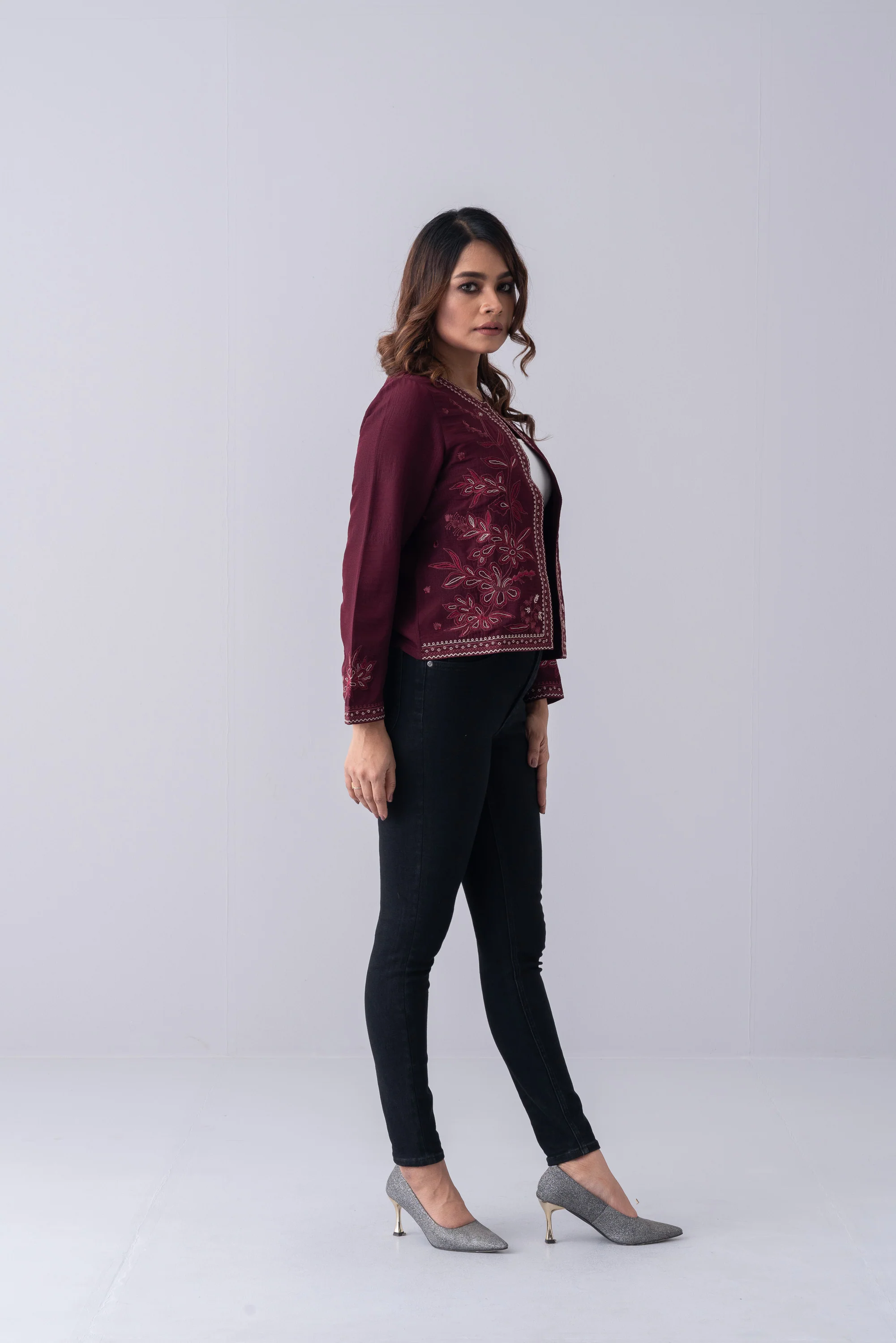 Embroidered Georgette Bolero Top - XTXFMF
