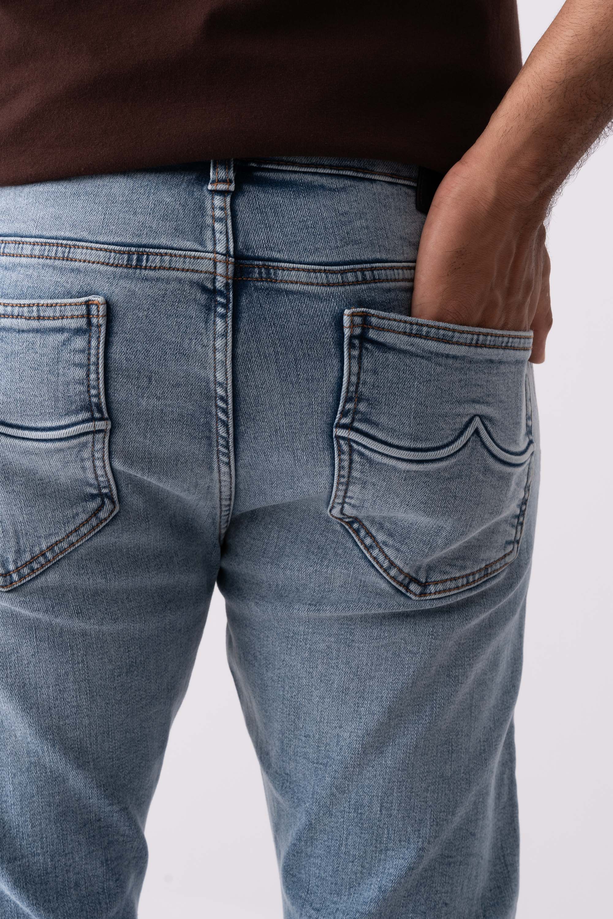 Slim Fit Distressed Blue Jeans - XTXFMF