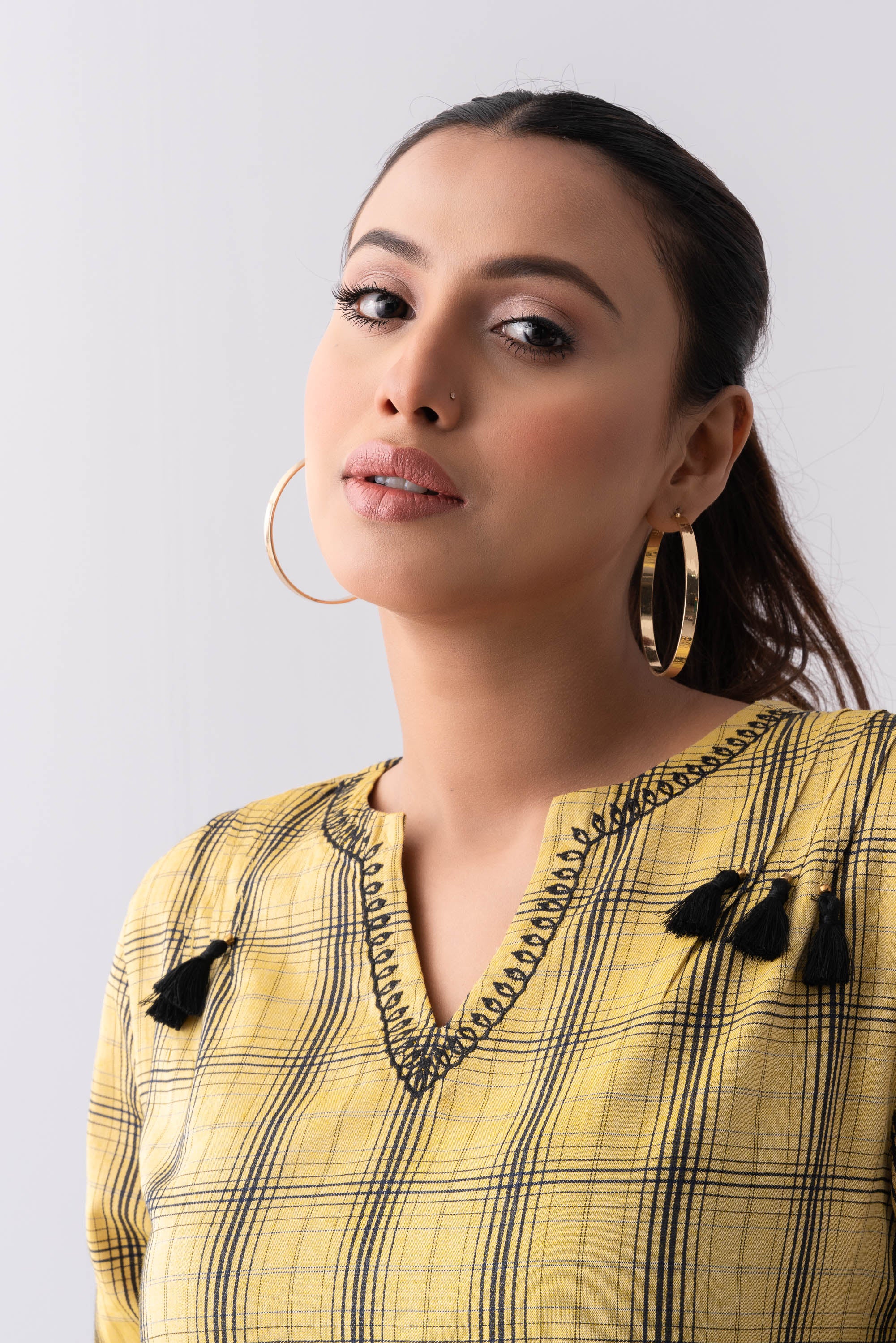 Oversized Fit Checkered Fashion Top - XTXFMF