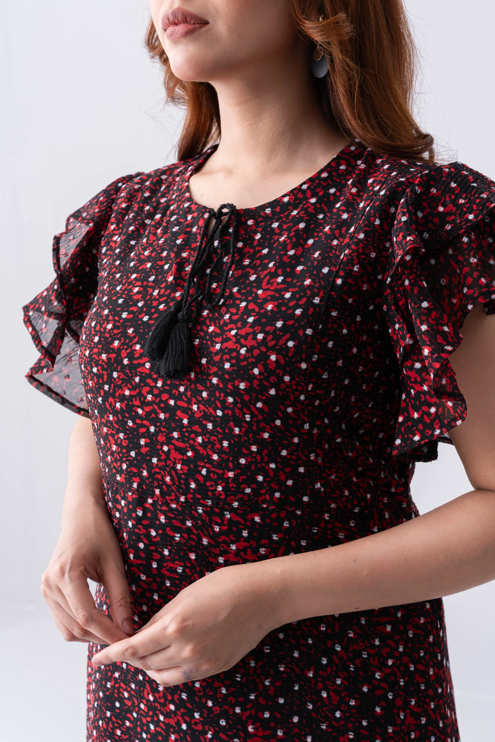 Ditsy Printed Georgette Long Dress - XTXFMF