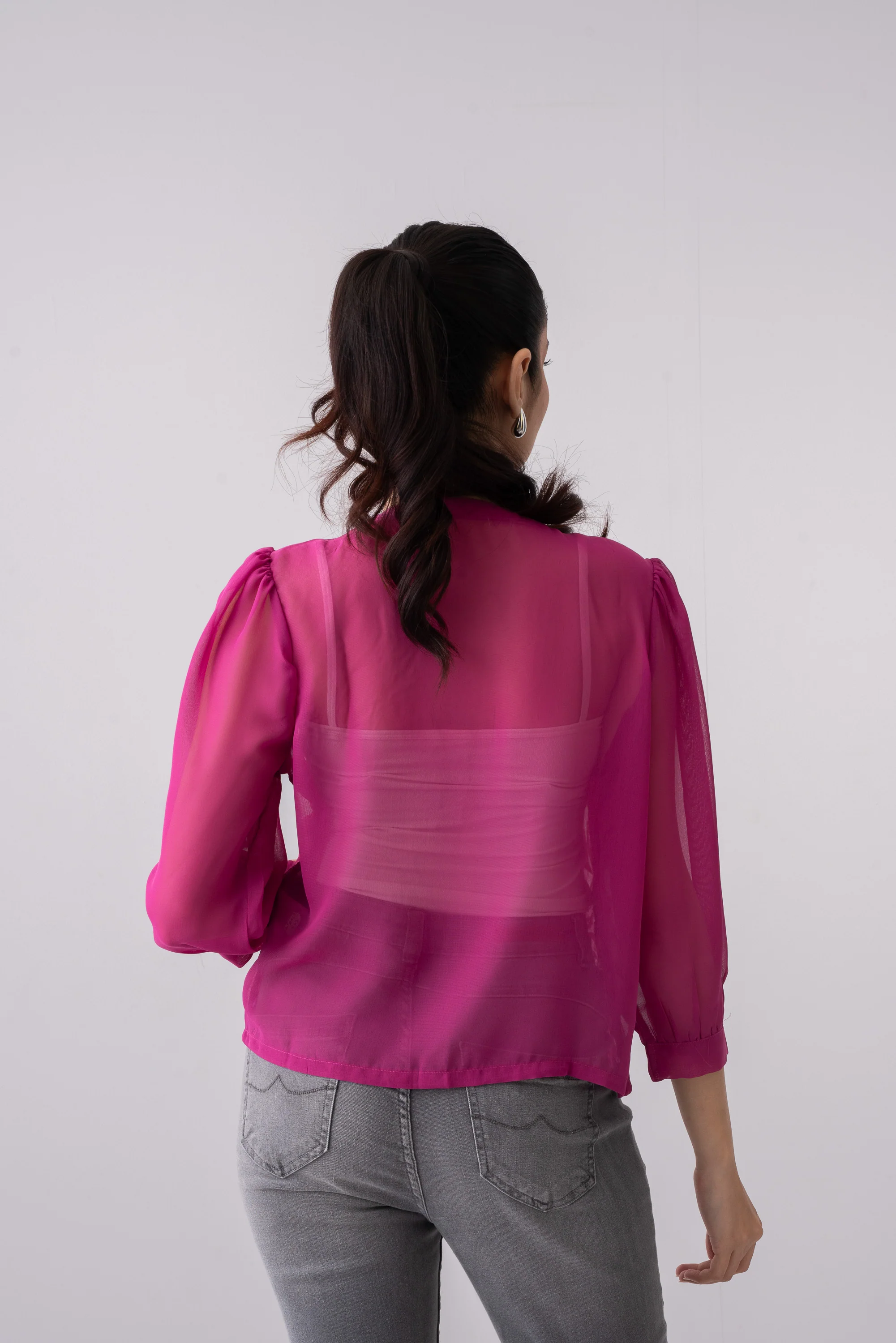 Regular Fit Georgette Bolero Top - XTXFMF