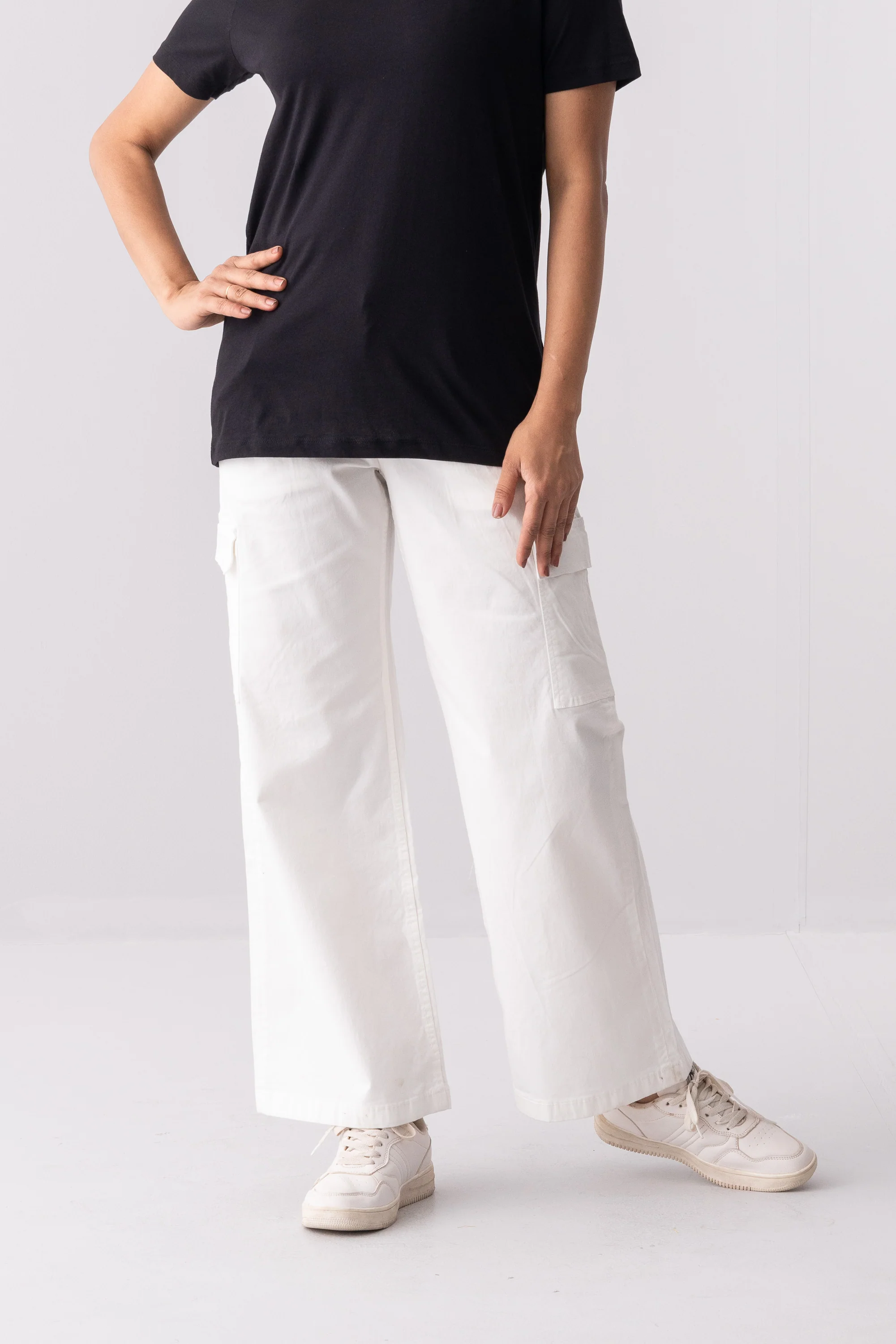 Wide-Leg Cargo Style Twill Pants - XTXFMF