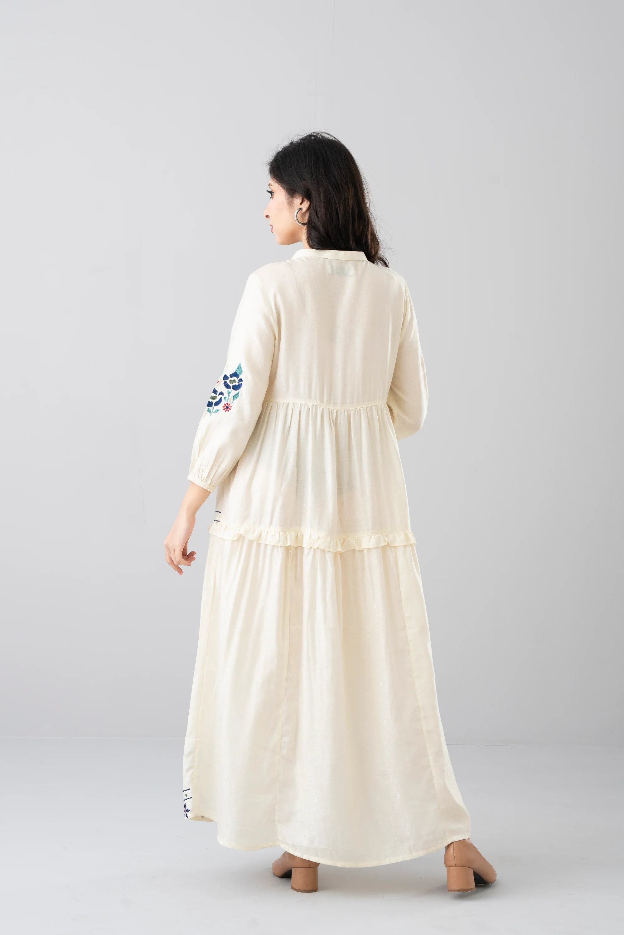 Floral Embroidered Jacquard Long Dress - XTXFMF