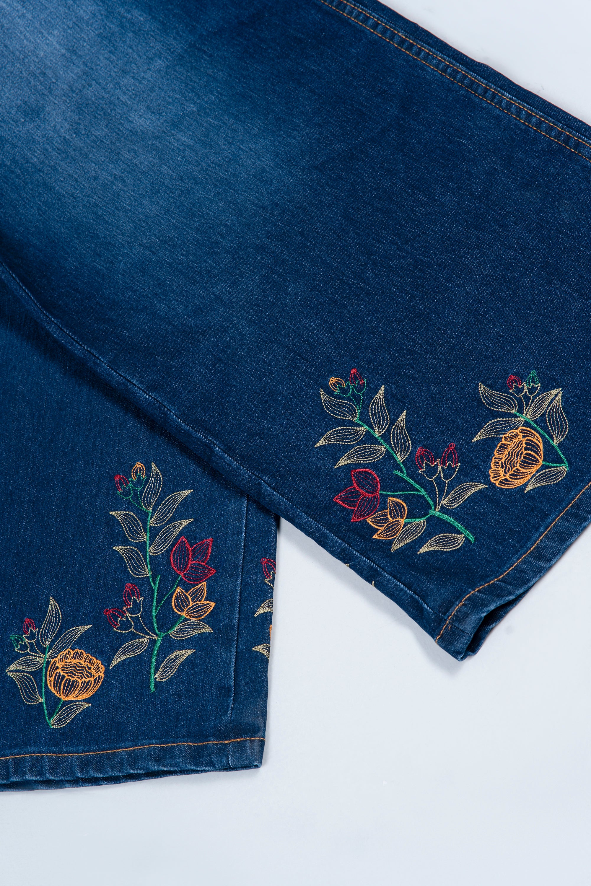 Wide-Leg Embroidered Denim - XTXFMF