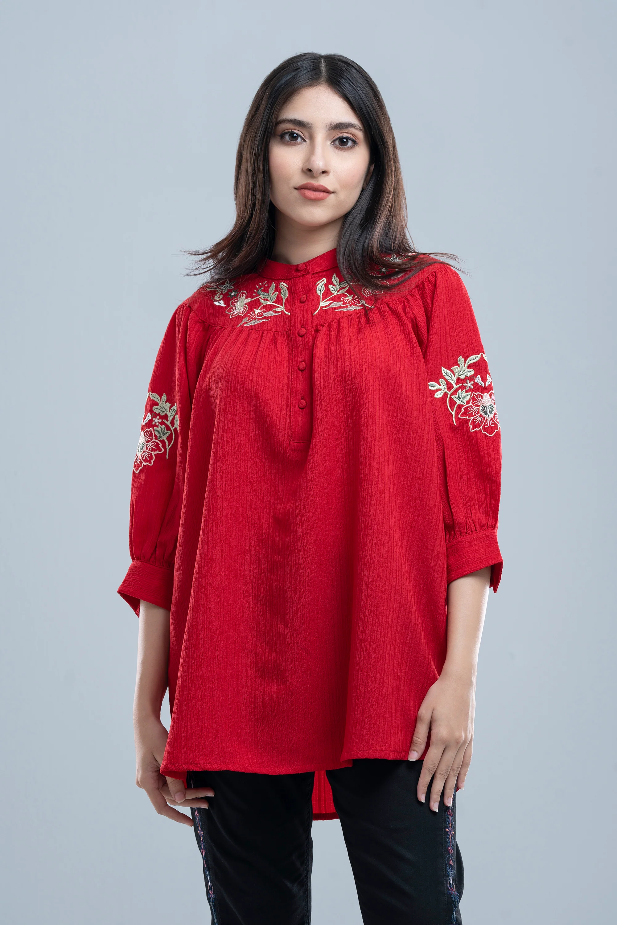 Floral-Embroidered Casual Evening Top - XTXFMF