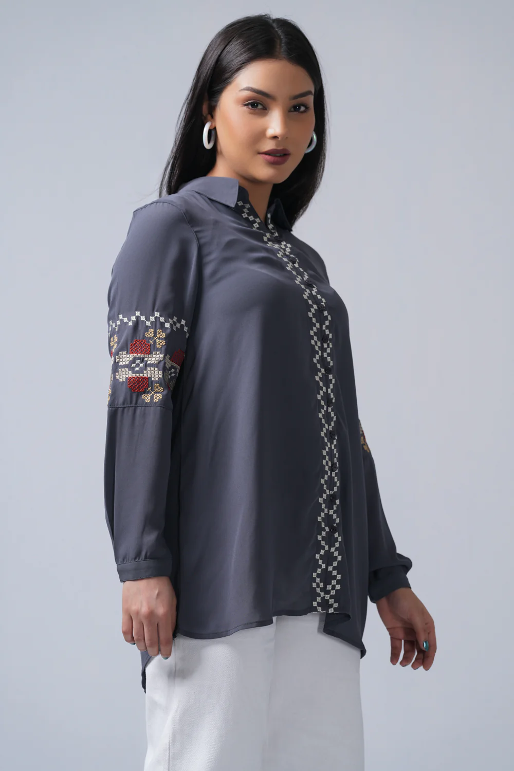 Relaxed Fit Georgette Casual Shirt - XTXFMF