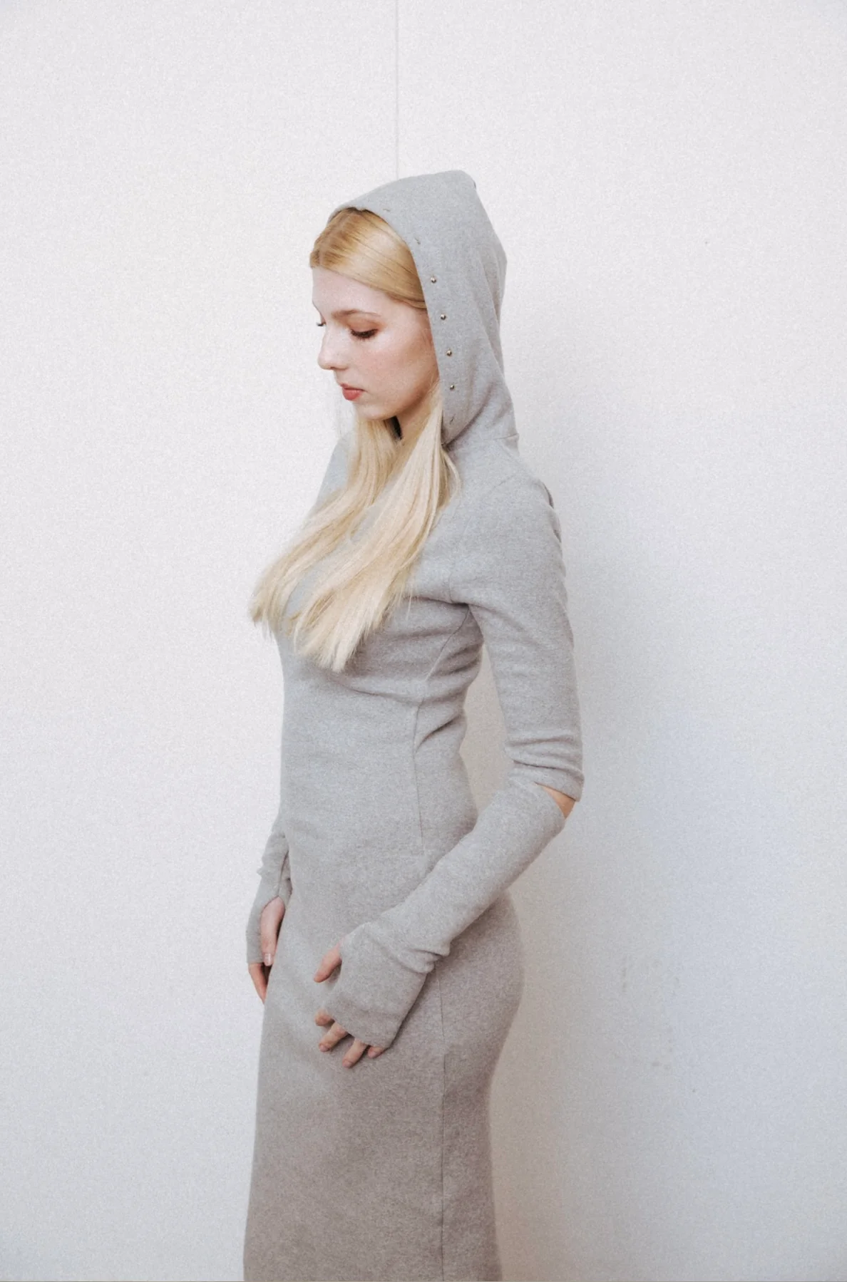 Grey Jersey Stud Dress - XTXFMF