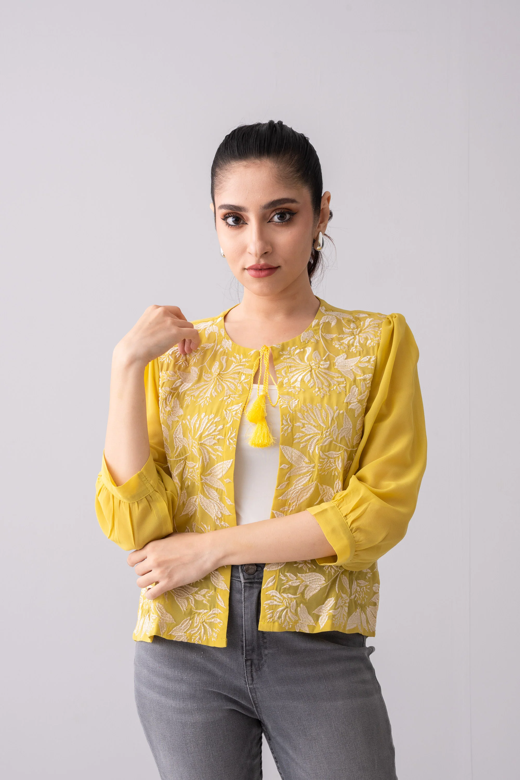 Regular Fit Georgette Bolero Top - XTXFMF