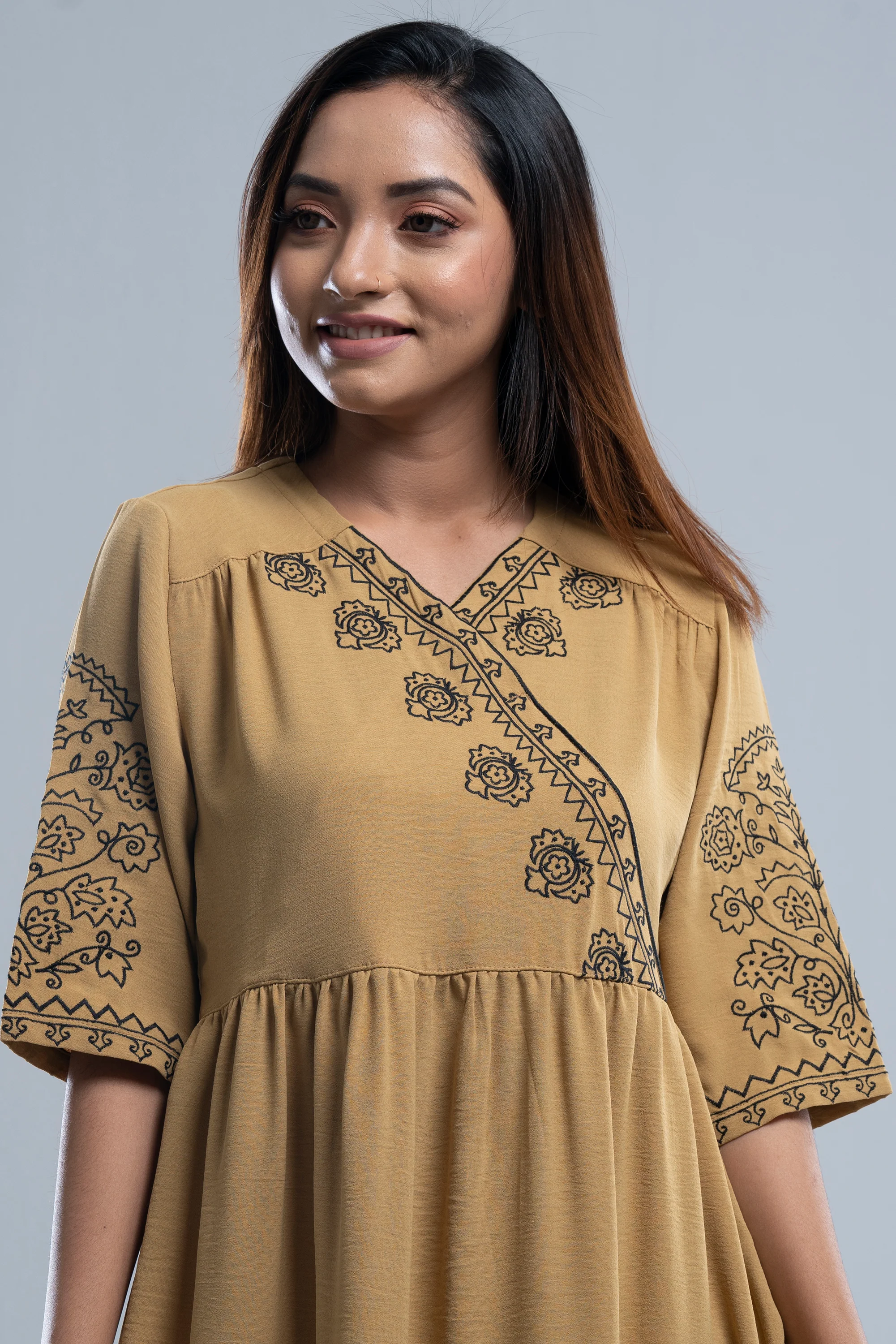 Floral Embroidered Georgette Long Dress - XTXFMF