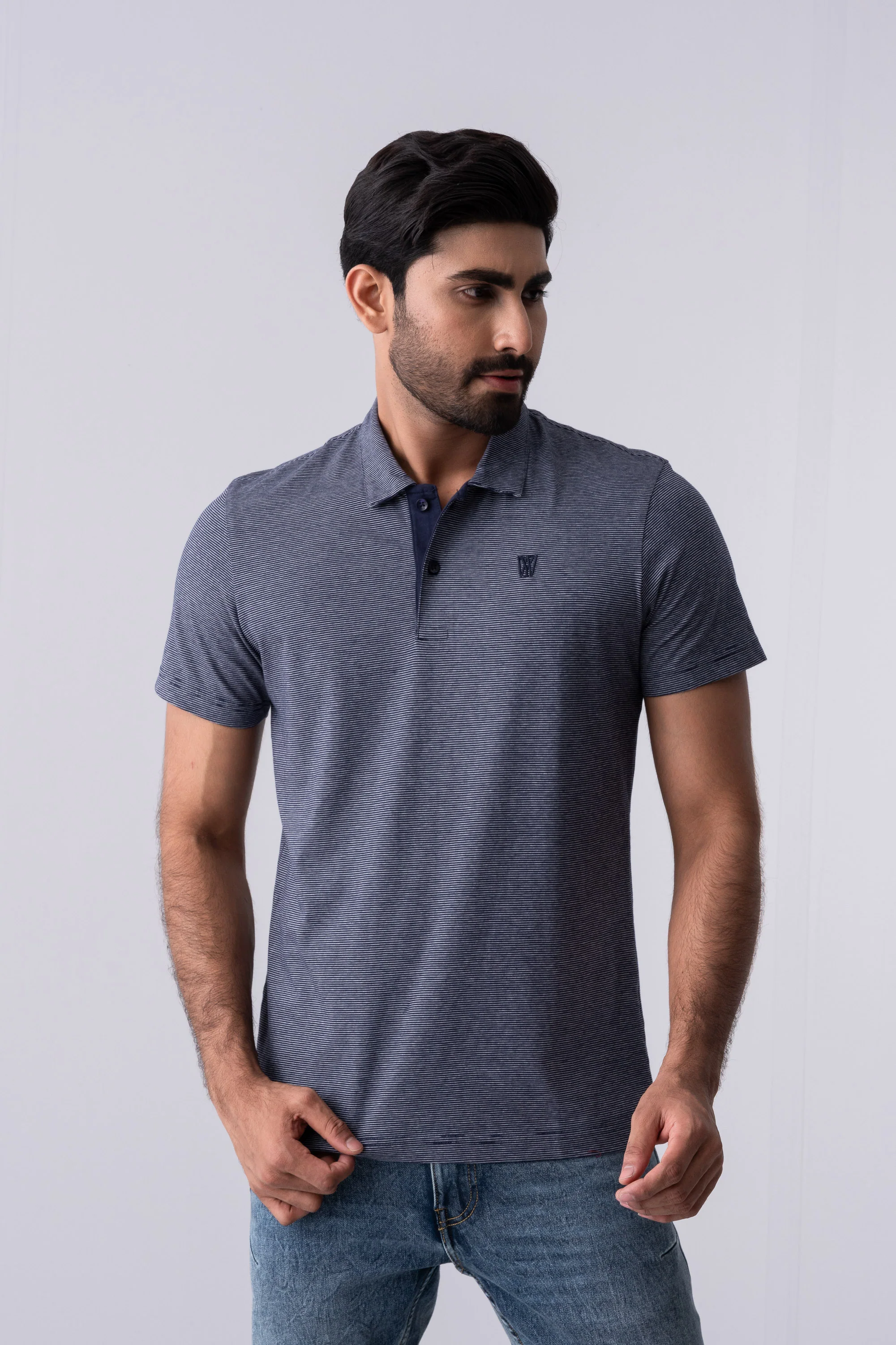 Regular Fit Yarn-Dyed Jersey Polo Shirt - XTXFMF